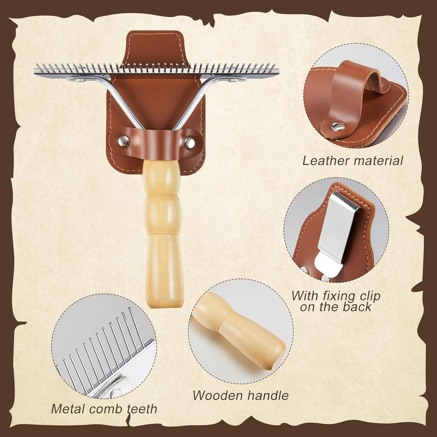 1 Set Cattle Show Comb Brush Holder Livestock Supplies for Cattle Horse Grooming Brush Show Comb with Wood Handle for Cow Livestock Brushes Pet Dog Cattlel Cows Goat Sheep - Image 3