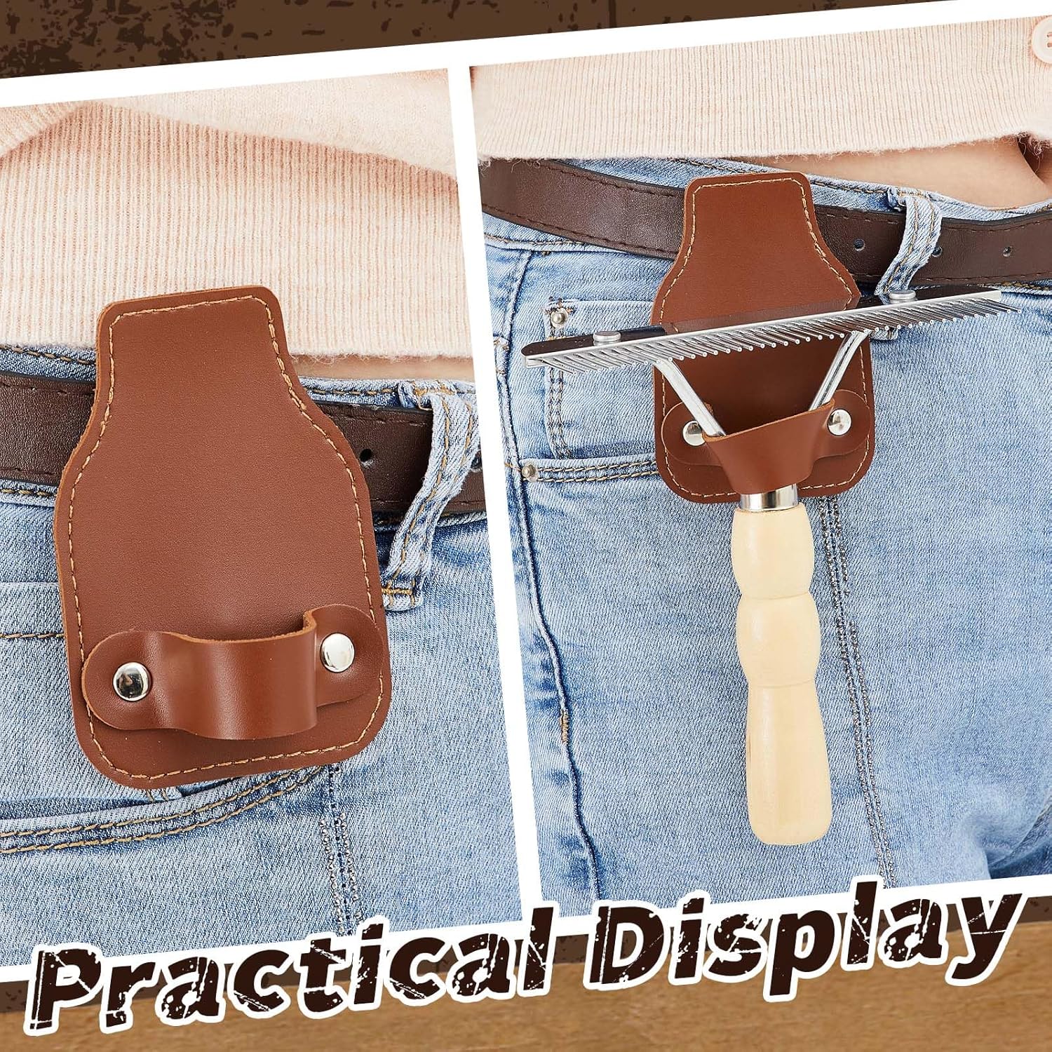 1 Set Cattle Show Comb Brush Holder Livestock Supplies for Cattle Horse Grooming Brush Show Comb with Wood Handle for Cow Livestock Brushes Pet Dog Cattlel Cows Goat Sheep - Image 4