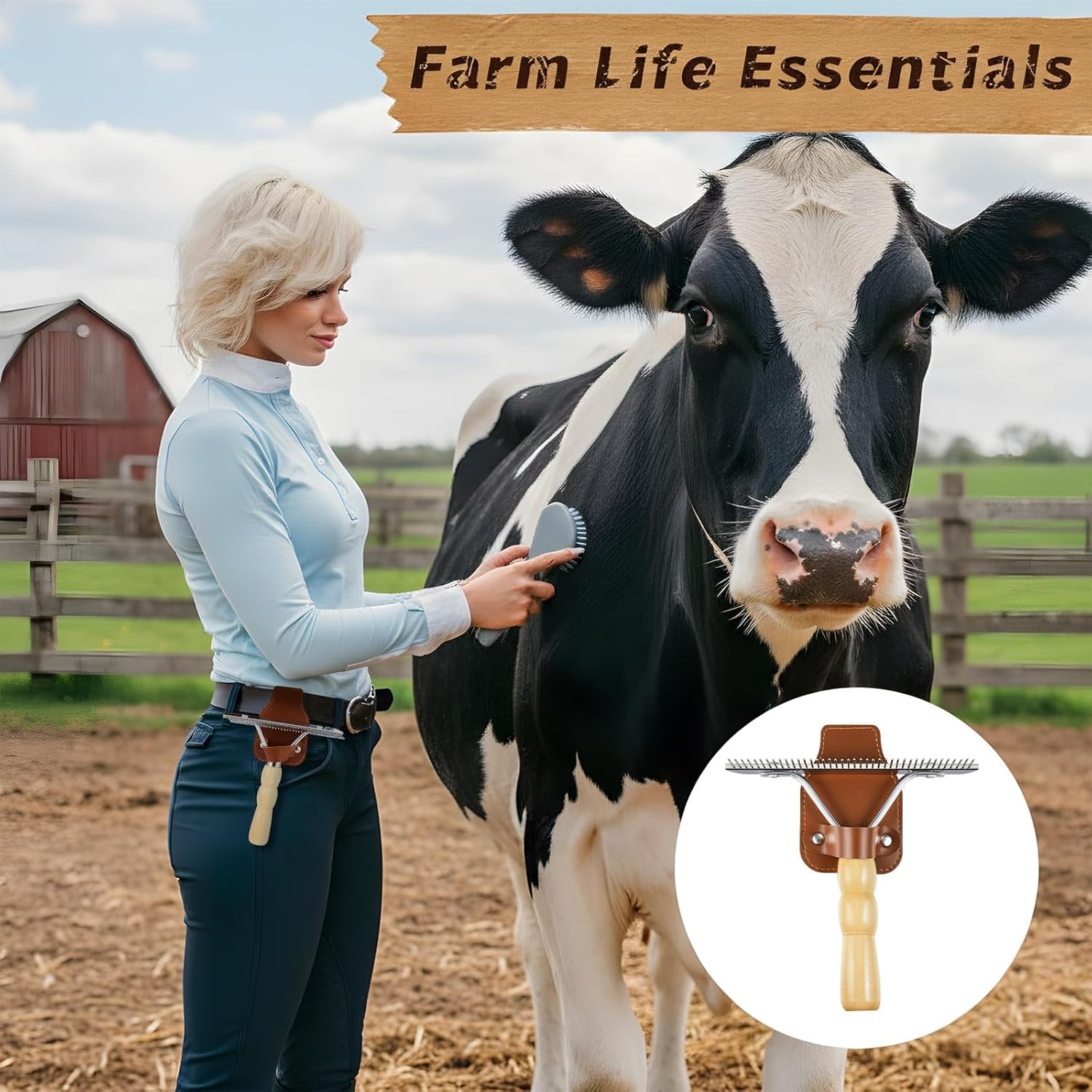 1 Set Cattle Show Comb Brush Holder Livestock Supplies for Cattle Horse Grooming Brush Show Comb with Wood Handle for Cow Livestock Brushes Pet Dog Cattlel Cows Goat Sheep - Image 5