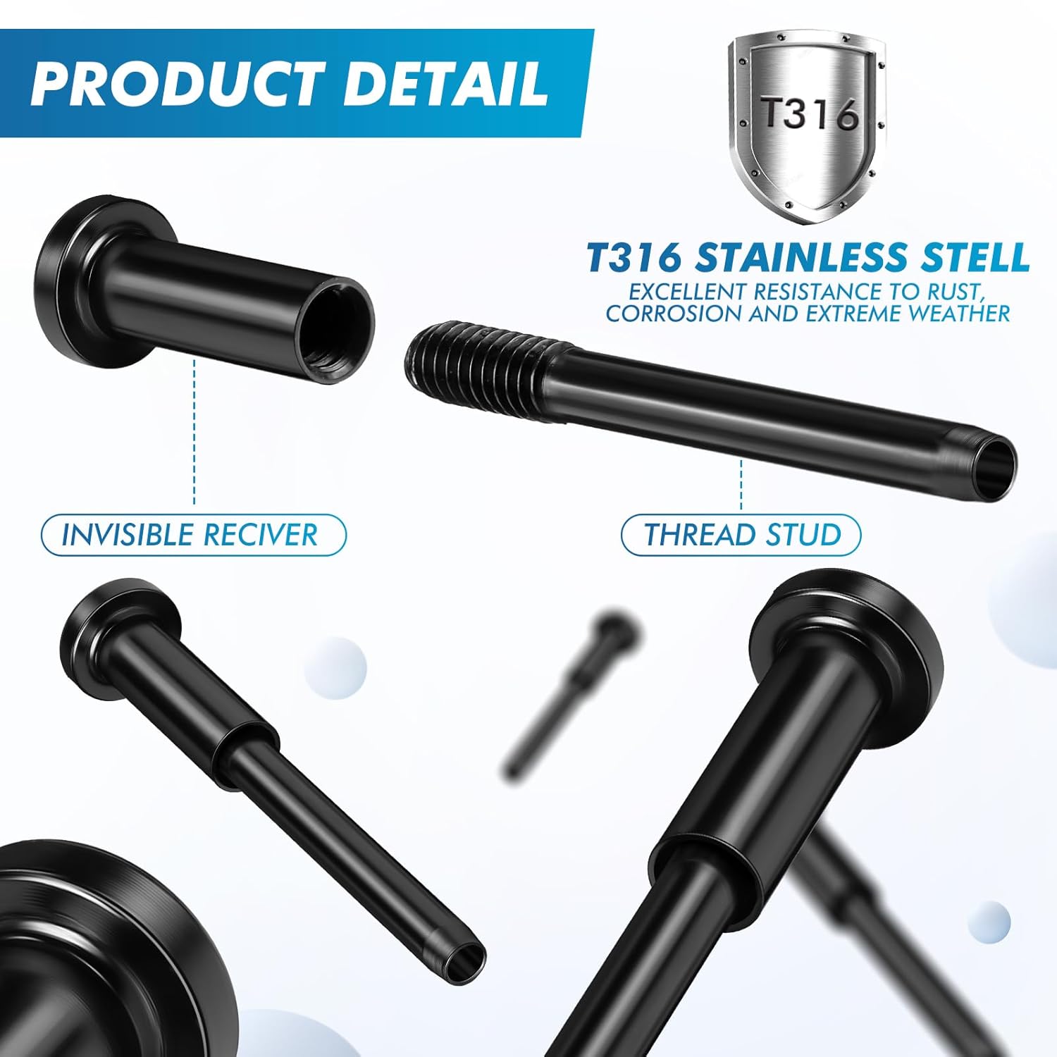 120 Pack Invisible Cable Railing kit, T316 Stainless Steel 1/8
