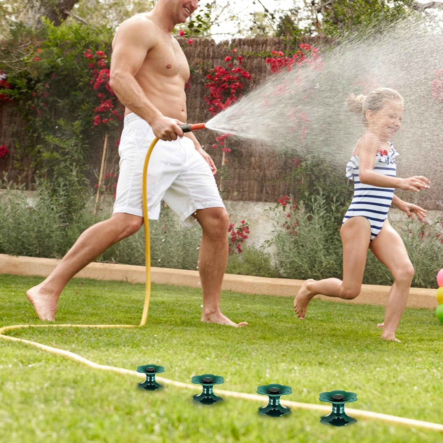 12 Packs 9.84 Inch Garden Hose Guide Spike, Flower Shaped Water Hose Holder Spike Stand with Stake, Heavy Duty Green, Keeps Garden Hose out of Flower Beds, for Plant Protection - Image 6