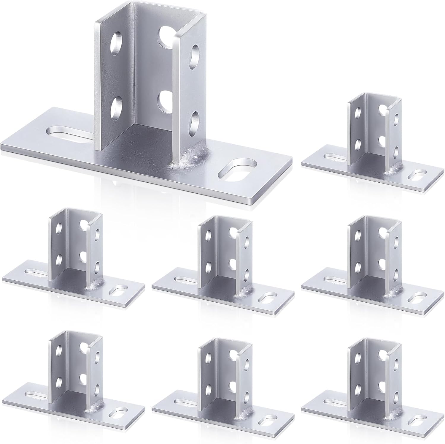 8 Pcs 2 Slotted Hole U Post Base Strut Mount for 1-5/8 Square Single Channel Carbon Steel Q235B, Ground Floors Universal Fence Post Base Sign for Rack Mount Track System - Image 1