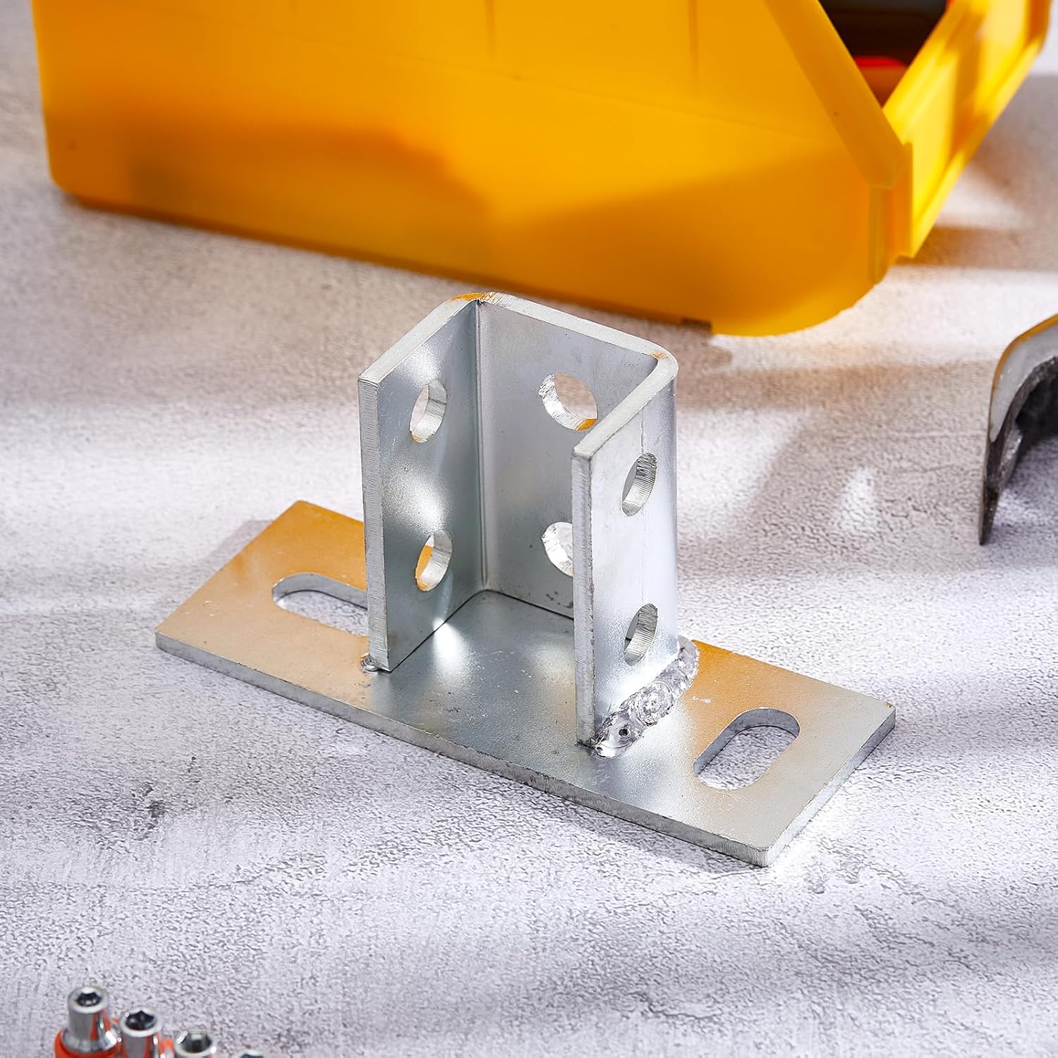 8 Pcs 2 Slotted Hole U Post Base Strut Mount for 1-5/8 Square Single Channel Carbon Steel Q235B, Ground Floors Universal Fence Post Base Sign for Rack Mount Track System - Image 6