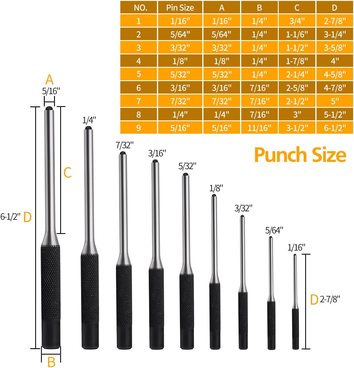 Pin Punch Set, 22pcs Removing Repair Tools, Including Universal Block, Brass Pin Punches, Steel Pin Punches and Hammer - Image 2