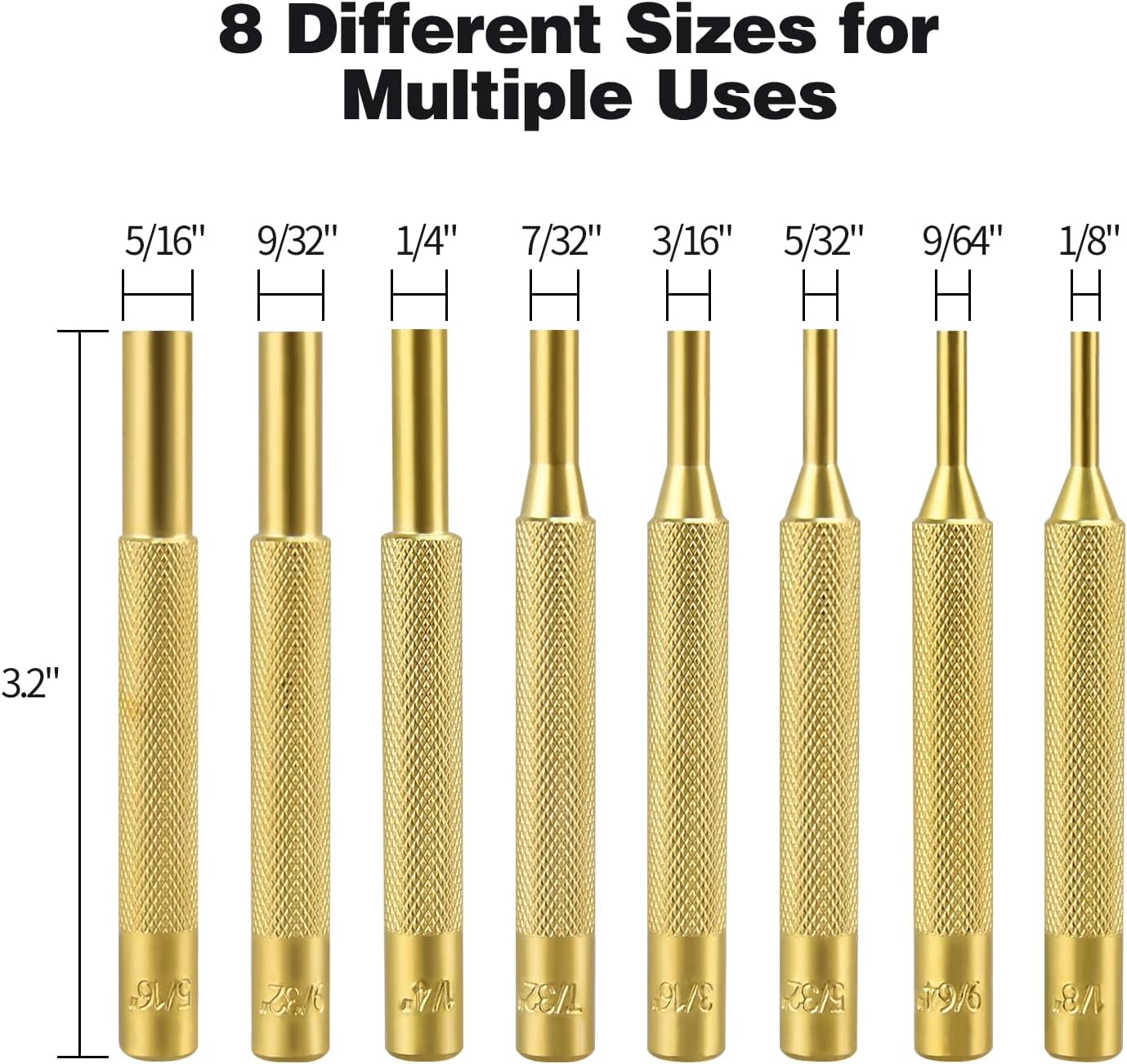 Pin Punch Set, 22pcs Removing Repair Tools, Including Universal Block, Brass Pin Punches, Steel Pin Punches and Hammer - Image 3