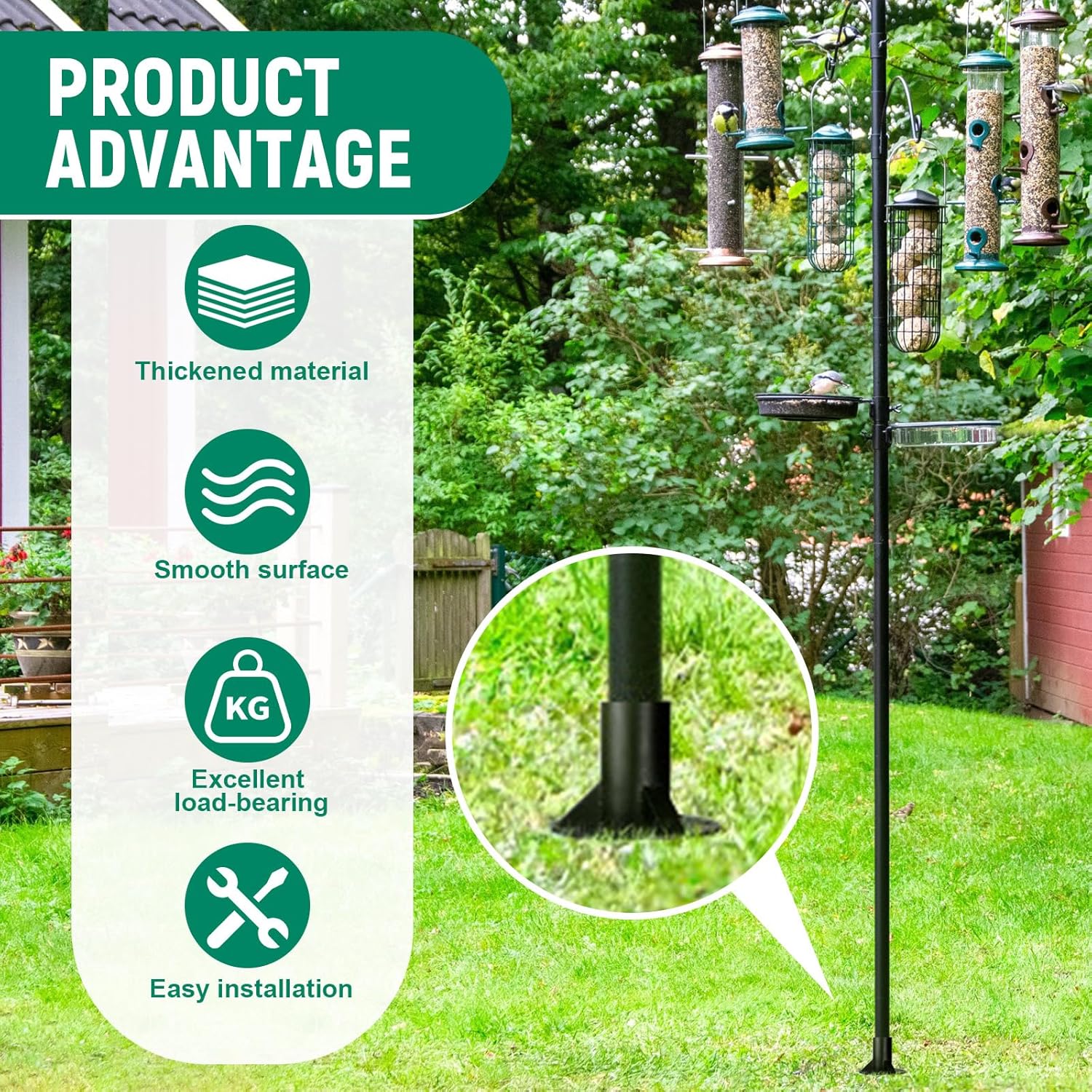 2 Pack Chain Link Fence Post 2'' Floor Flange Heavy Duty Round Post Base Bracket (od 1-7/8'') Fits Fence Mailbox Railing Deck Flag Column Stair Handrail with Expansion Bolts and Screws - Image 3