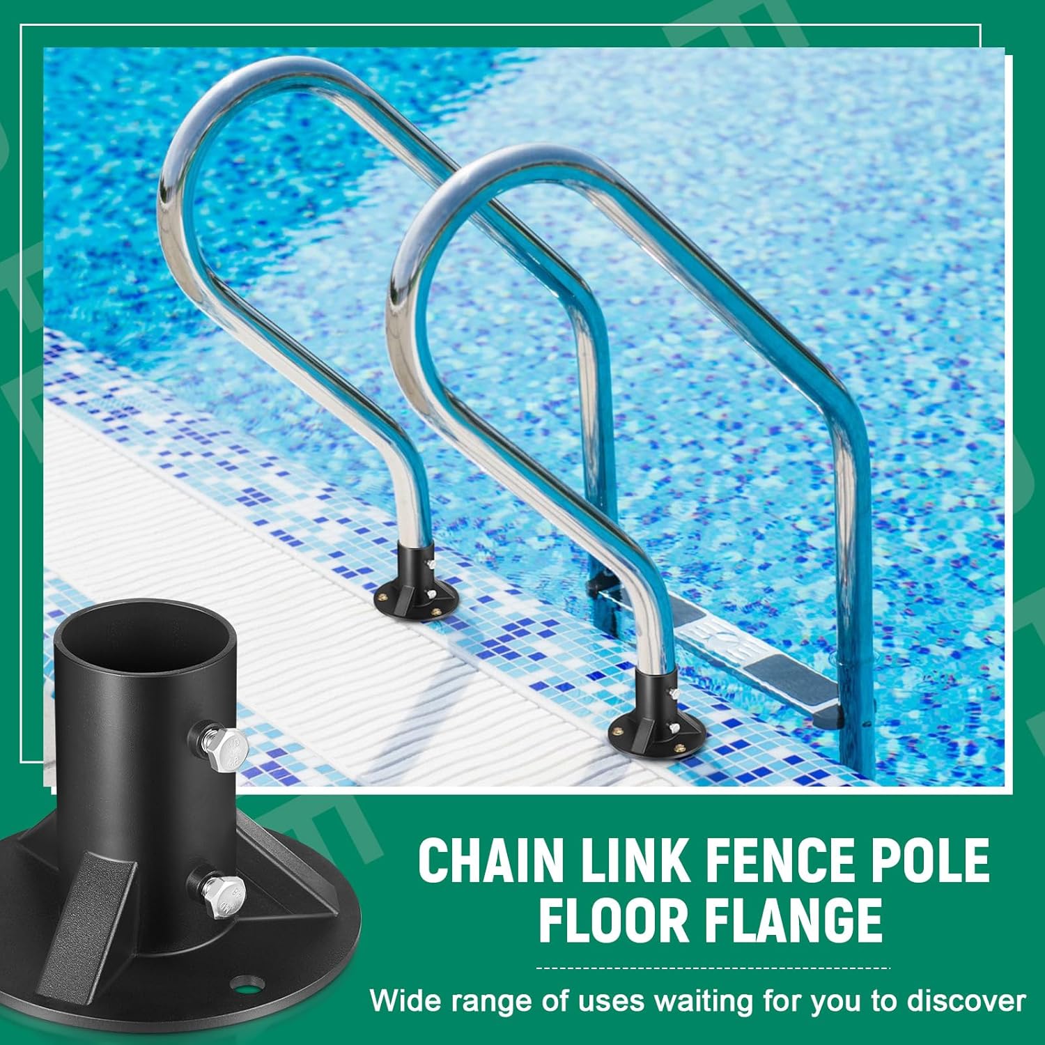 2 Pack Chain Link Fence Post 2'' Floor Flange Heavy Duty Round Post Base Bracket (od 1-7/8'') Fits Fence Mailbox Railing Deck Flag Column Stair Handrail with Expansion Bolts and Screws - Image 5