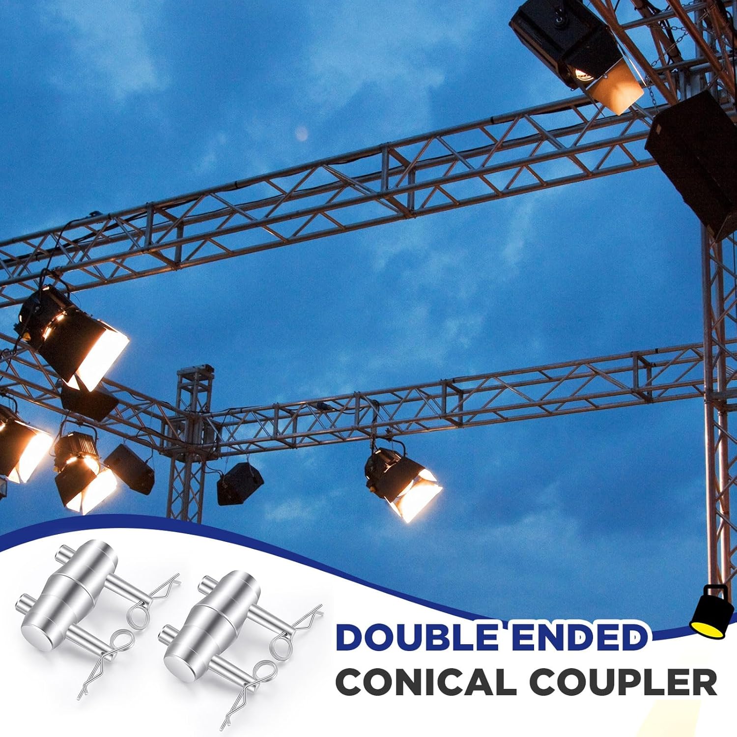 8 Pack Double Ended Conical Coupler with Clips Pin Truss Clamp DJ Stage Lighting Truss Pipe Connector Trusses Parts Stage Lighting Accessories Fit F34 F33 Pipe 50mm - Image 6