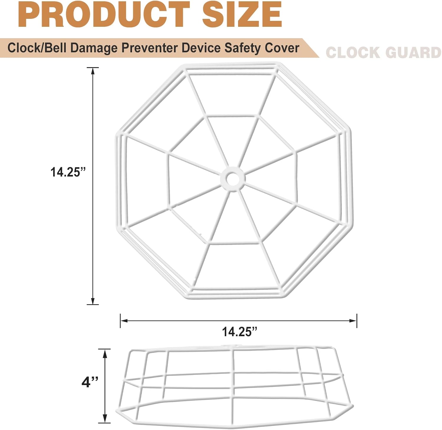 lulu Clock/Ball Damage Protector, Protective Coated Guard Device Safety Cover, 14.25 Inch Diameter, Iron, for Clock Damage Protector in The Gym - Image 2