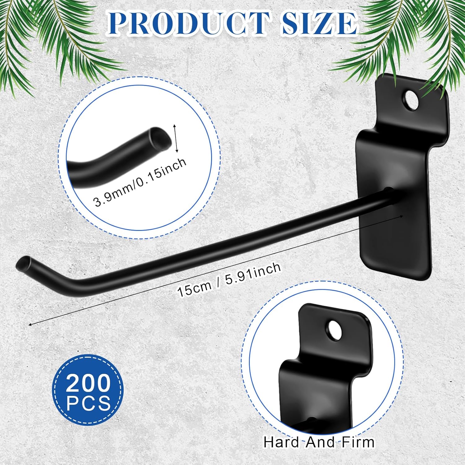 200 Pcs 6 Inches Slatwall Hooks Accessories Black Slat Wall Hanging Hangers Metal Retail Hooks Shelf Brackets Pegs for Pegboard Garage Display - Image 2