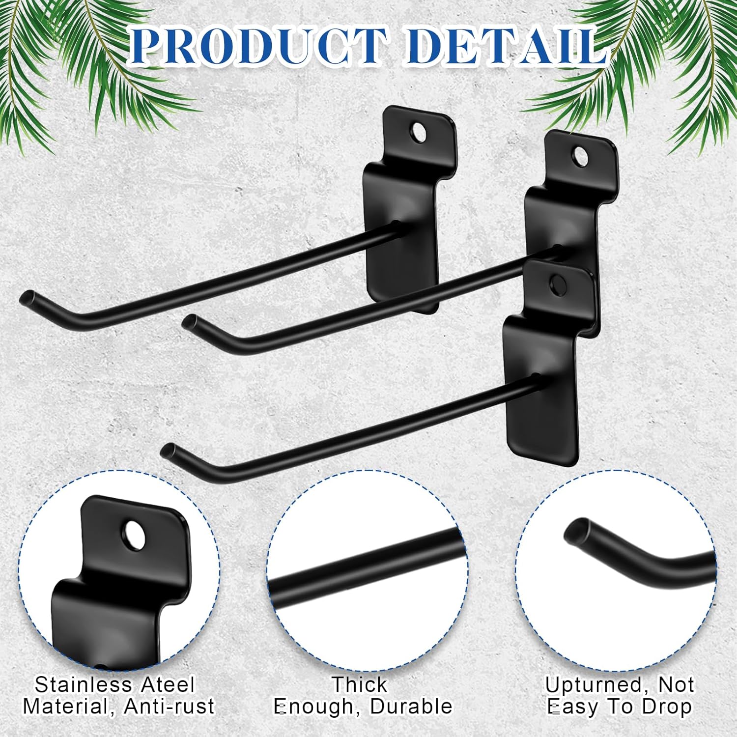 200 Pcs 6 Inches Slatwall Hooks Accessories Black Slat Wall Hanging Hangers Metal Retail Hooks Shelf Brackets Pegs for Pegboard Garage Display - Image 3
