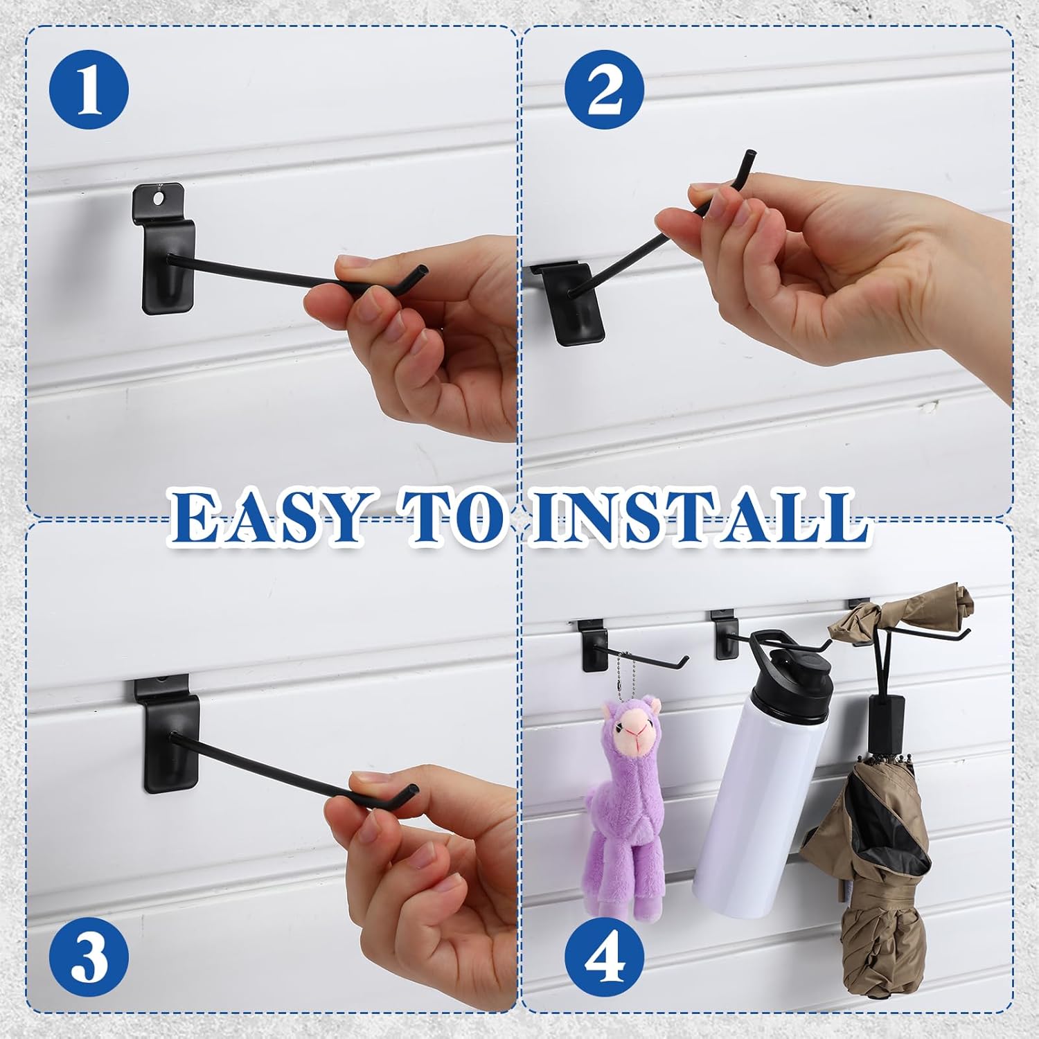 200 Pcs 6 Inches Slatwall Hooks Accessories Black Slat Wall Hanging Hangers Metal Retail Hooks Shelf Brackets Pegs for Pegboard Garage Display - Image 6