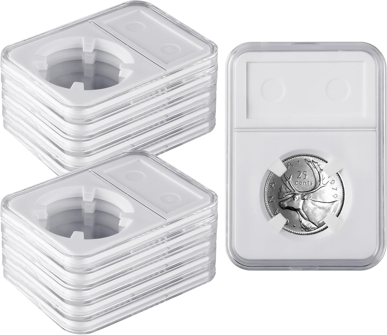 10 Packs 40mm Coin Slab Display Holder, Storage Case for American Silver Eagle 1 oz Coin, Clear Acrylic Cases for Coin Organize and Collection, Four-Point Fixation Coin Slab Capsules Protector - Image 1