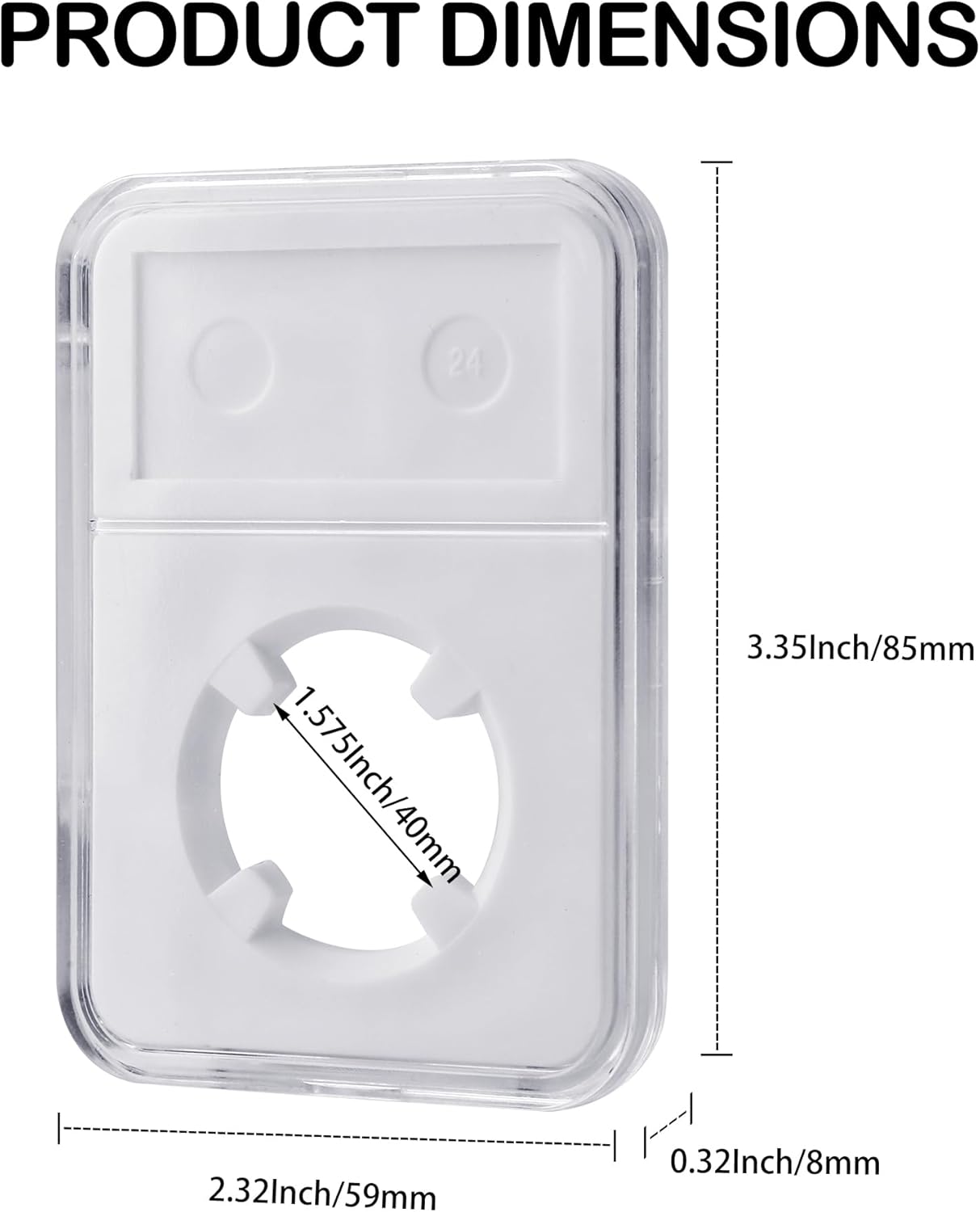 10 Packs 40mm Coin Slab Display Holder, Storage Case for American Silver Eagle 1 oz Coin, Clear Acrylic Cases for Coin Organize and Collection, Four-Point Fixation Coin Slab Capsules Protector - Image 2