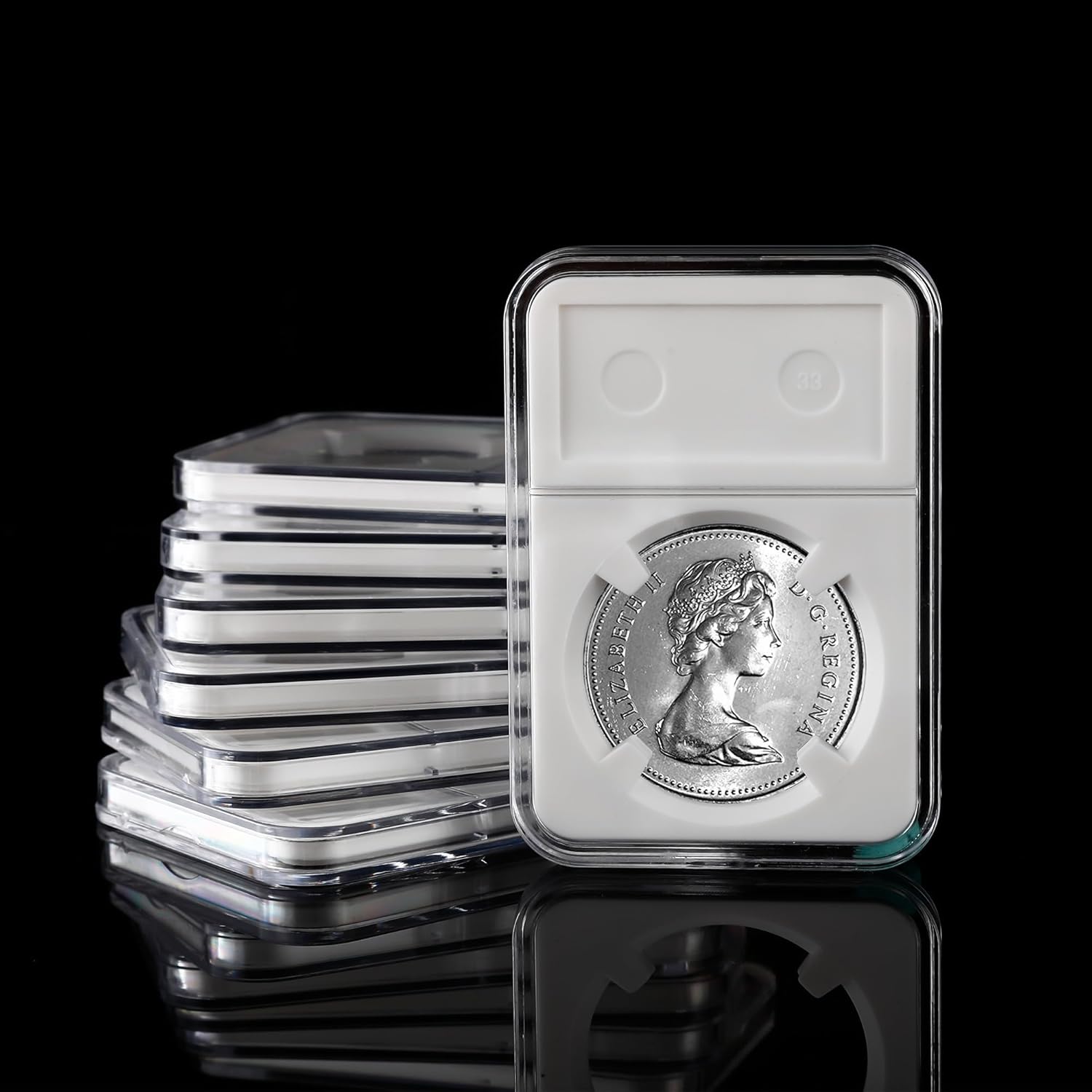 10 Packs 40mm Coin Slab Display Holder, Storage Case for American Silver Eagle 1 oz Coin, Clear Acrylic Cases for Coin Organize and Collection, Four-Point Fixation Coin Slab Capsules Protector - Image 4