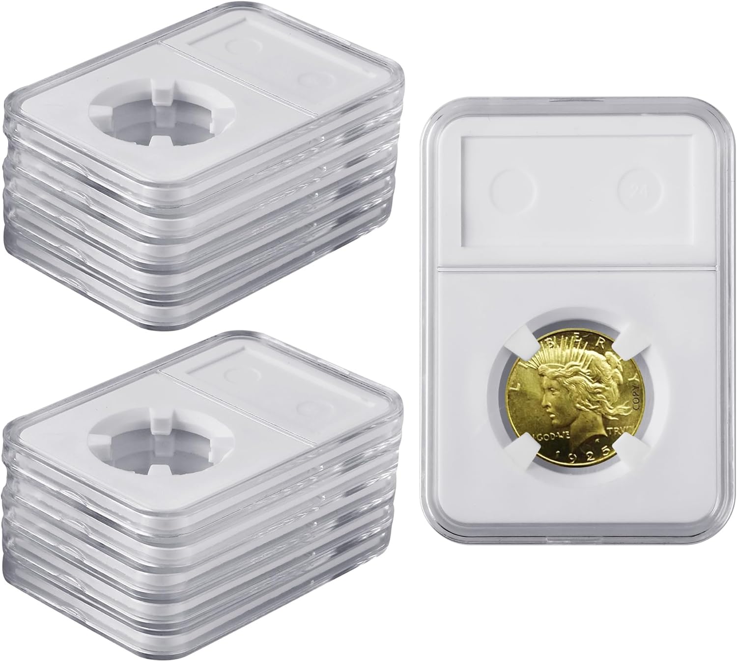 10 Packs 19mm Coin Slab Display Holder, Storage Case for NGC PCGS Grade Coin or US Mint Pennies, Clear Acrylic Cases for Coin Organize and Collection, Four-Point Fixation Coin Slab Capsules Protector - Image 1