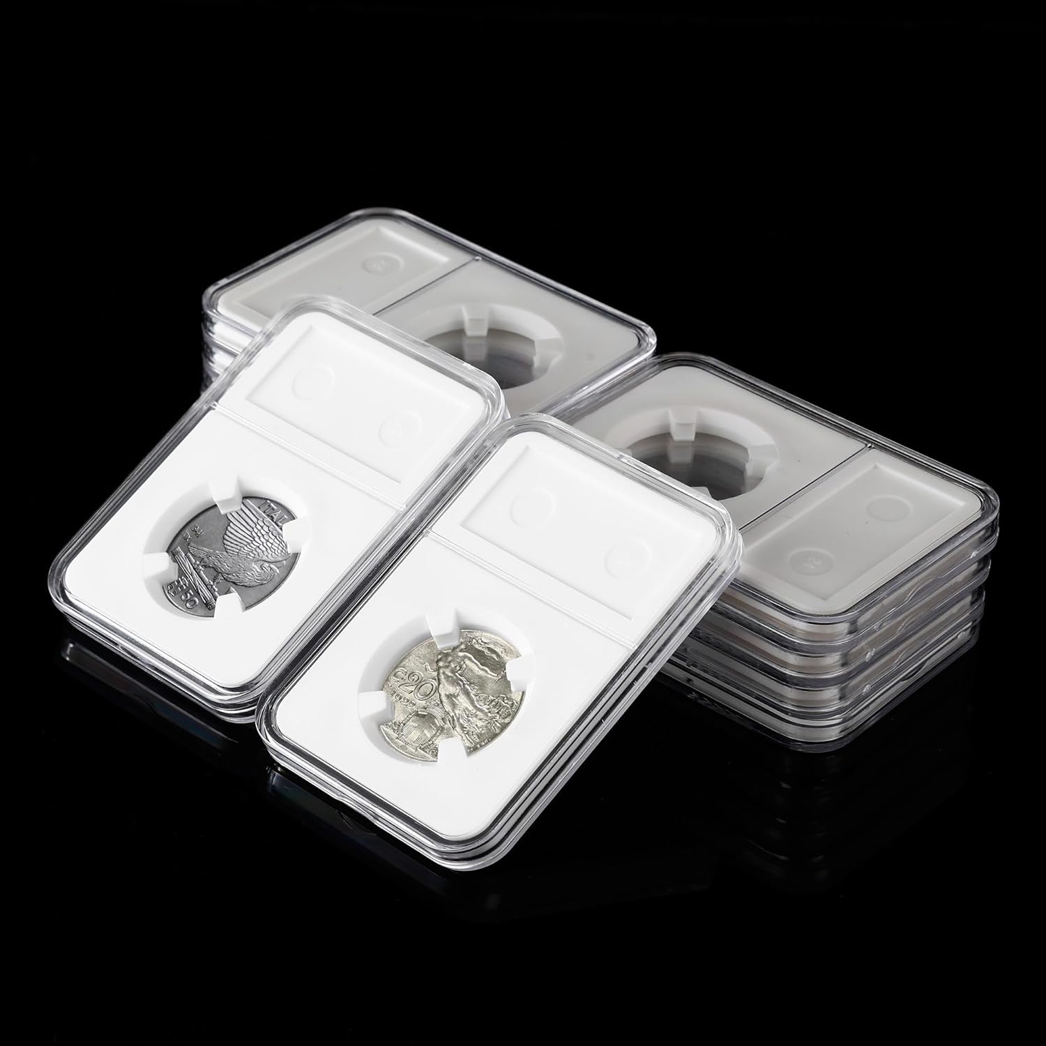 10-Pack 18mm Coin Slab Display Holder, Clear Acrylic Storage Case for Seated Liberty, Barber, Winged Liberty (Mercury), Roosevelt Dimes and Other 18mm Coins, Four-Point Fixation Coin Collection Box - Image 7
