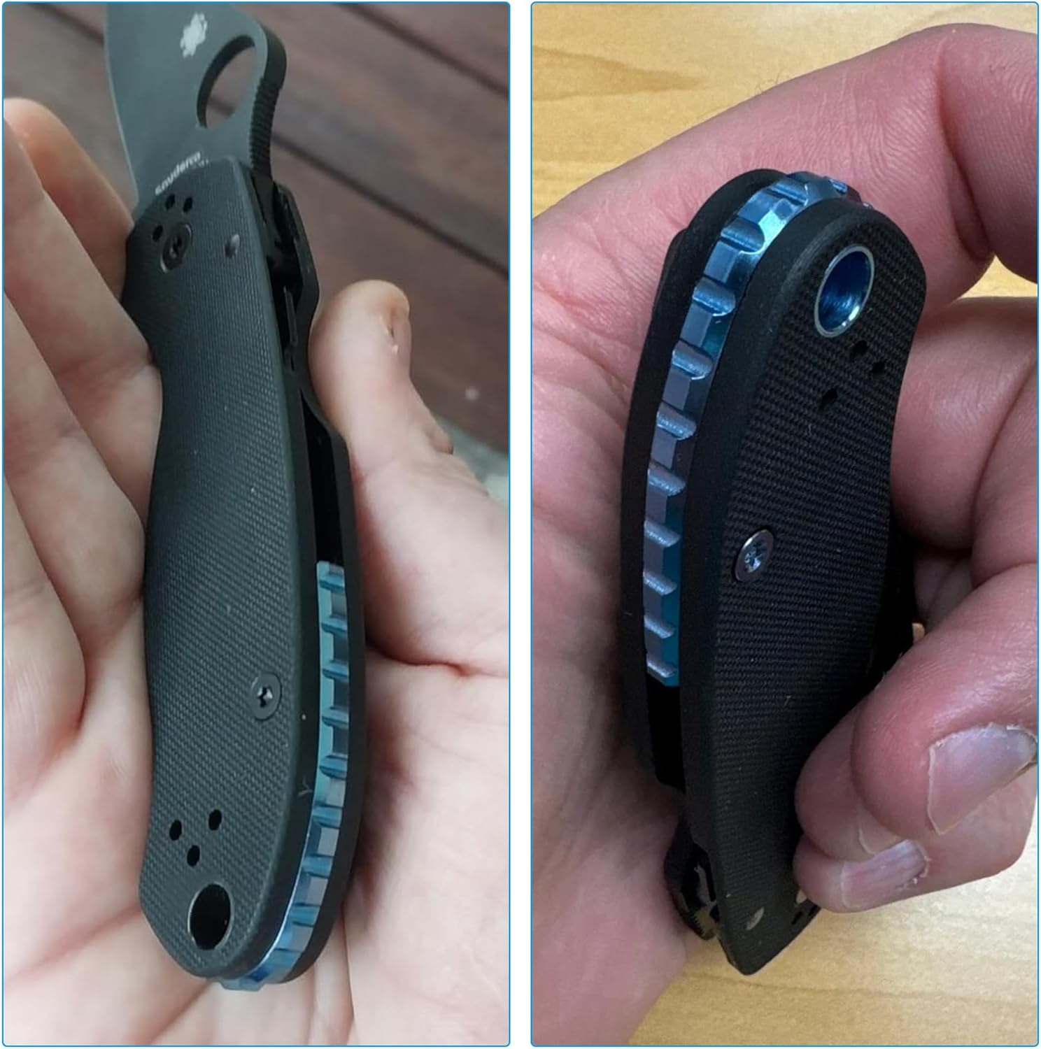 Anodized Titanium Back Spacer for Spyderco Para Military 3 (PM3), Not Fit FRN Lightweight Para 3, CNC Machined Spine Backspacer, Premium Custom Titanium Alloy Accessory – Black - Image 5