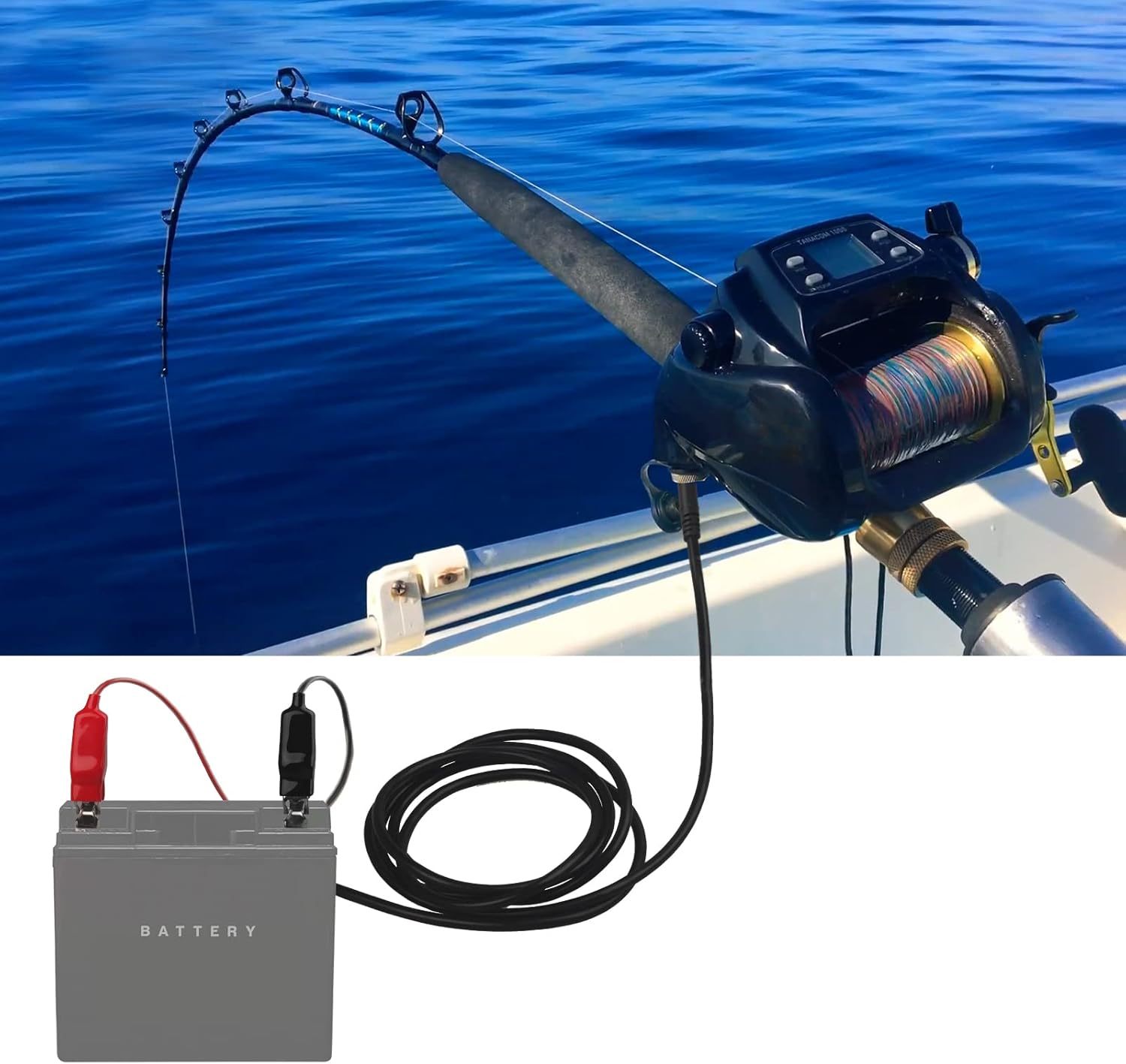 Electric Fishing Reel Power Cord - 10Ft Battery Connection Cable Fits for Daiwa Tanacom 1000 750 500, Seaborg 500MJ, Shimano, BeastMaster, Leobritz, ForceMaster - Image 2