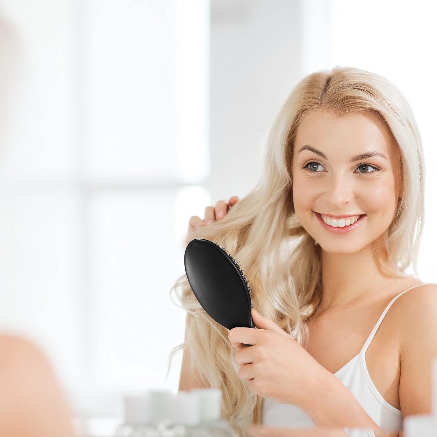 Hair Brushes, 2 Pieces Boar Bristle Hair Brushes with Nylon Quill, Natural Bristles Hair Extensions for Women, Men and Kids, Promotes Smooth and Healthy Hair Growth - Image 4