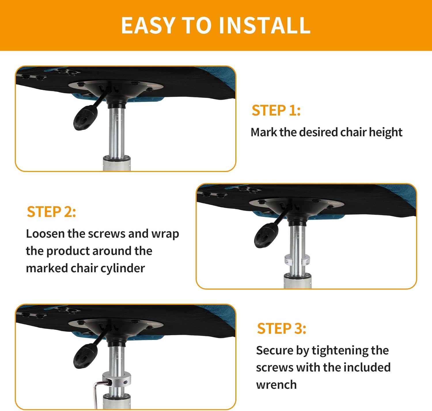 2 Packs Fix Sinking Office Chair, Gas Lift Cylinder Clamp Holder, Office Chair Saver Kit Adjust Chair Height and Stop Sinking Without Cylinder Replacement, No Tools Required - Image 6