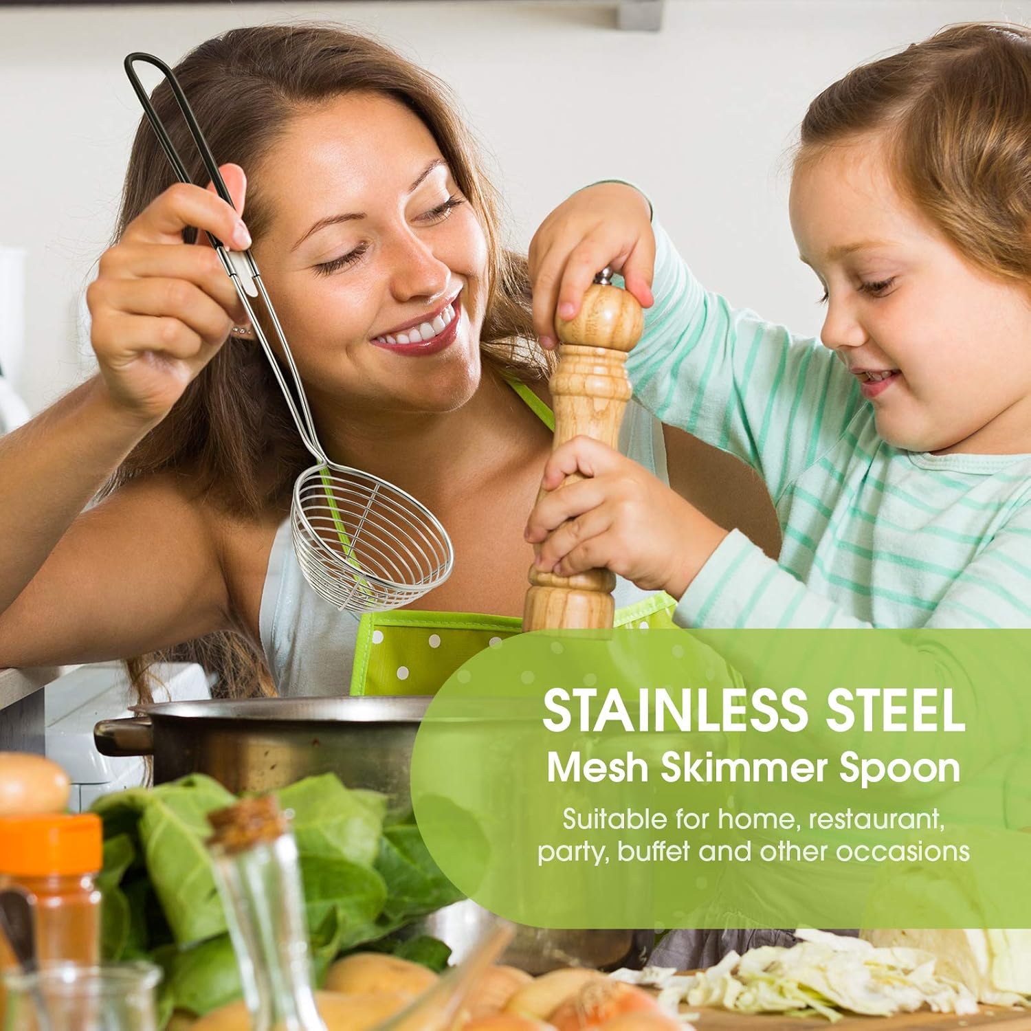 6 Pieces Hot Pot Kit Strainer Scoops Stainless Steel 2.5 Inch Mini Spider Strainer Skimmer Pasta Mesh Spoon Asian Skimmer Spoon Ladle with Handle for Home (Black) - Image 7