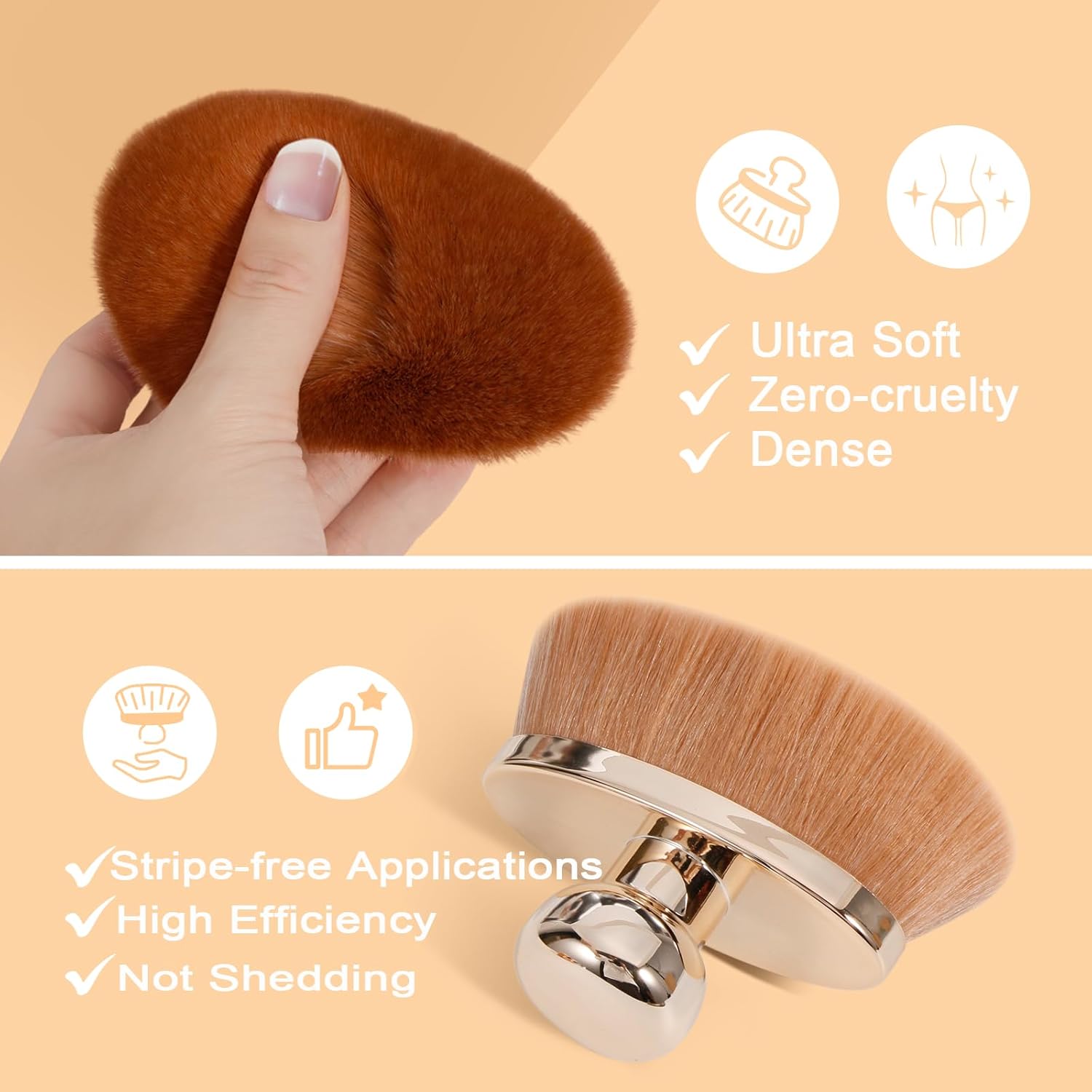 Extra Large Body Makeup Brush for Self Tanner – 115mm Wide Oval Kabuki Body Brush for Bronzer Blend & Blur, Vegan Fiber Self Tanning Brush for Legs & Body with Drawstring Bag by - Image 4