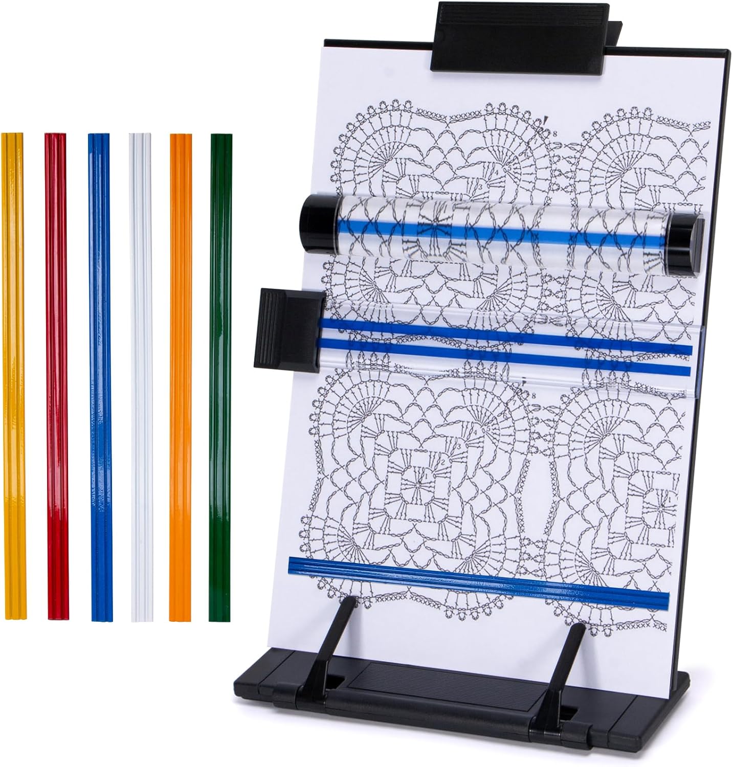 Knitting Pattern Holder with 6 Color Replacement Magnets 1 Magnifying Ruler,Cross Stitch Supplies and Accessories for Crafts Work, 12