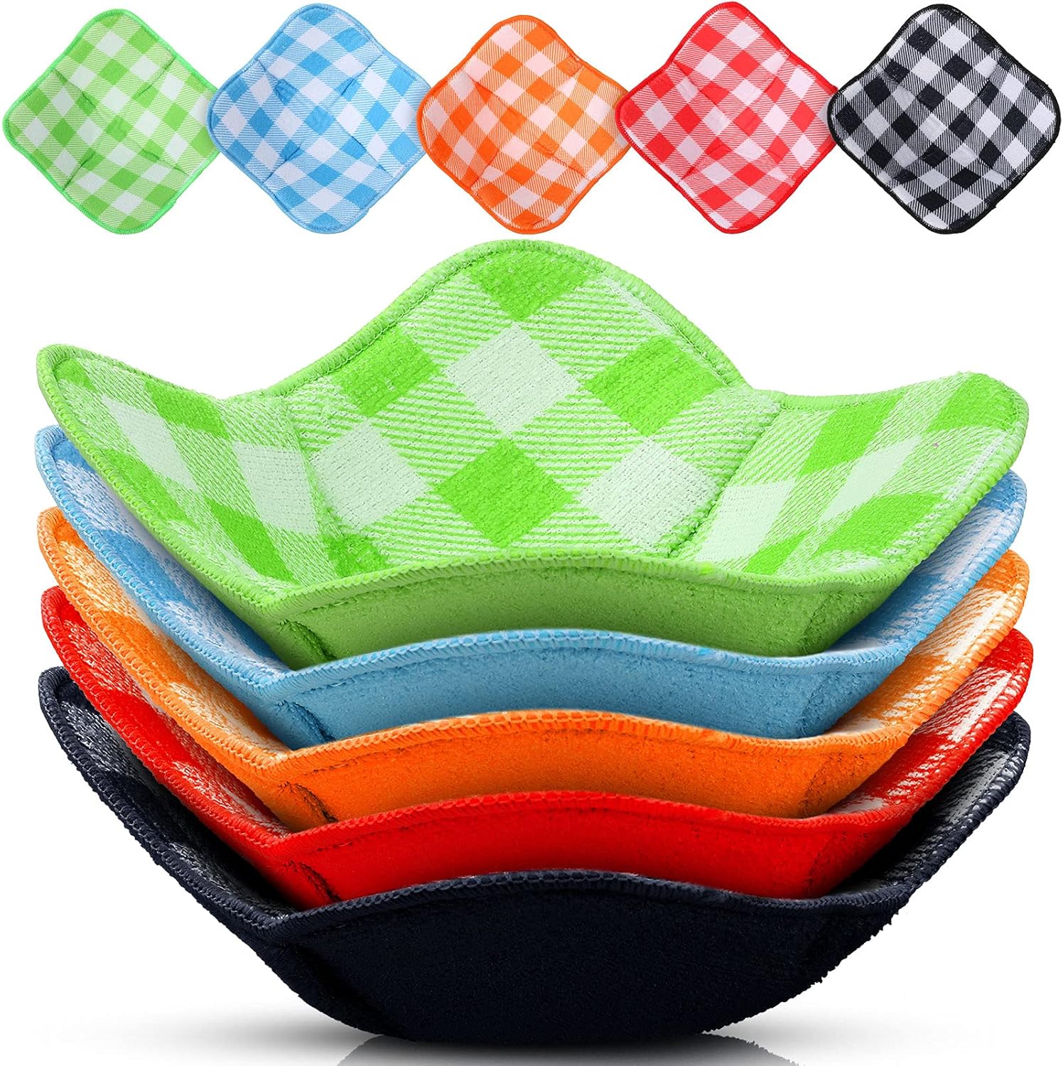 5 Pieces Hot Bowl Holder Microwave Safe Bowl Cozies Multipurpose Heat Proof Plate Holder to Prevent Hand from Heat and Maintain Food Warm (Red, Blue, Green, Yellow, Black) - Image 1