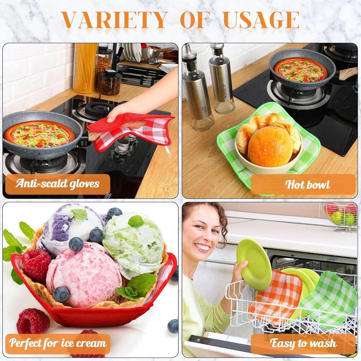 5 Pieces Hot Bowl Holder Microwave Safe Bowl Cozies Multipurpose Heat Proof Plate Holder to Prevent Hand from Heat and Maintain Food Warm (Red, Blue, Green, Yellow, Black) - Image 4