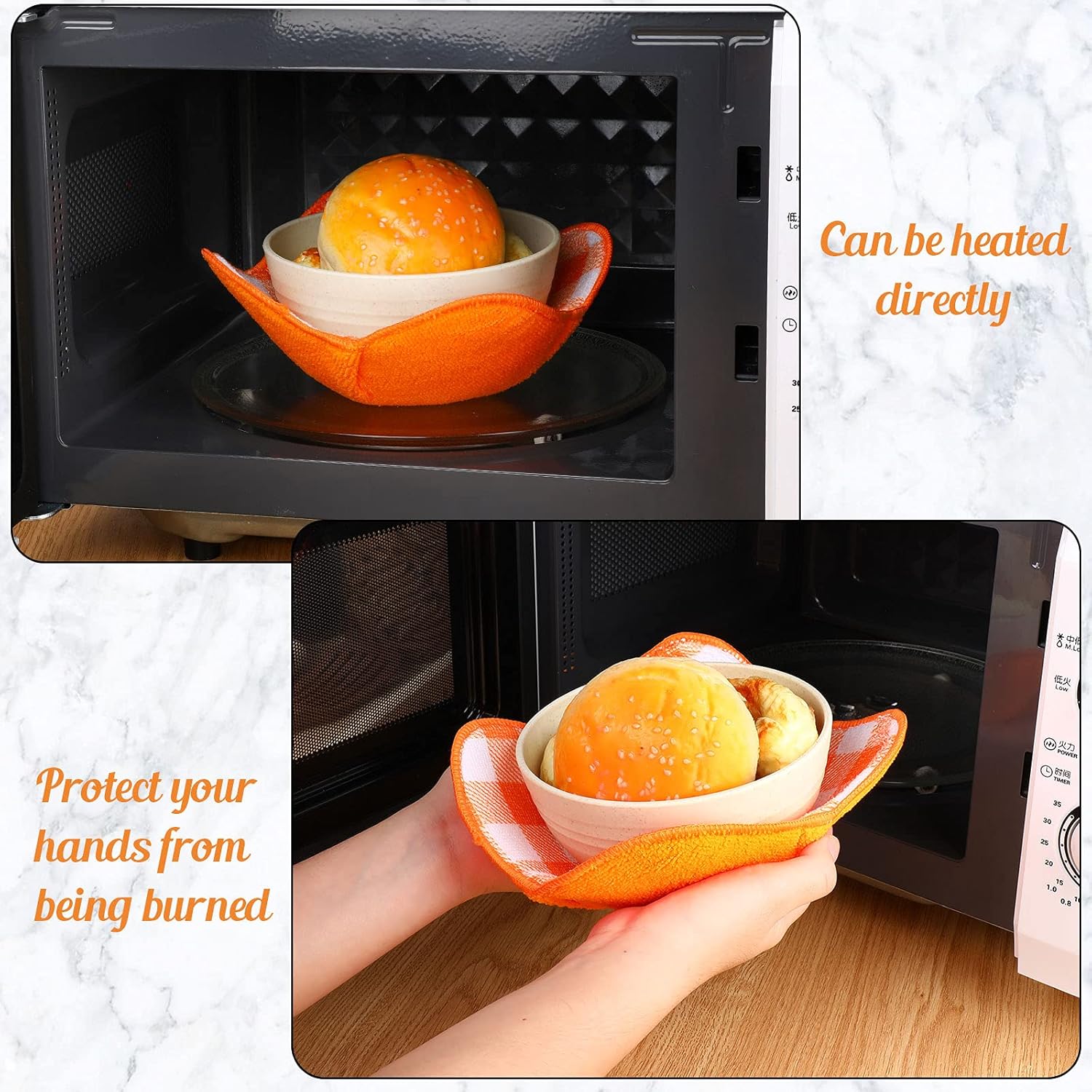 5 Pieces Hot Bowl Holder Microwave Safe Bowl Cozies Multipurpose Heat Proof Plate Holder to Prevent Hand from Heat and Maintain Food Warm (Red, Blue, Green, Yellow, Black) - Image 5