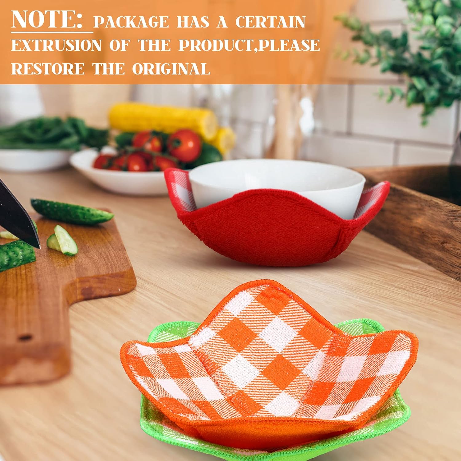 5 Pieces Hot Bowl Holder Microwave Safe Bowl Cozies Multipurpose Heat Proof Plate Holder to Prevent Hand from Heat and Maintain Food Warm (Red, Blue, Green, Yellow, Black) - Image 7