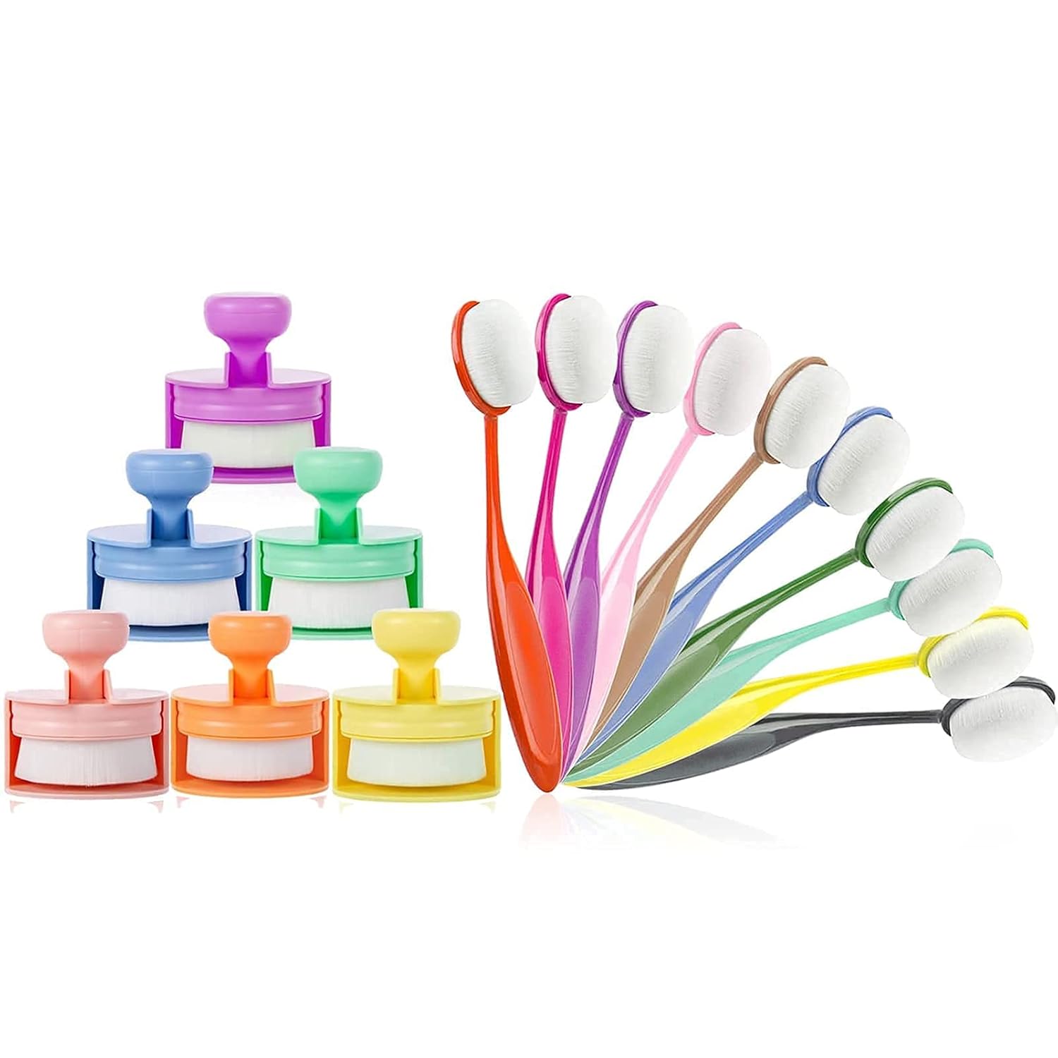 Ink Blending Brushes,Ink Blending Tool -10pcs brush head width 0.86 inch oval brush and 6 pcs brush head width 2.04 inch flat top mixed ink brush for Card Making - Image 1