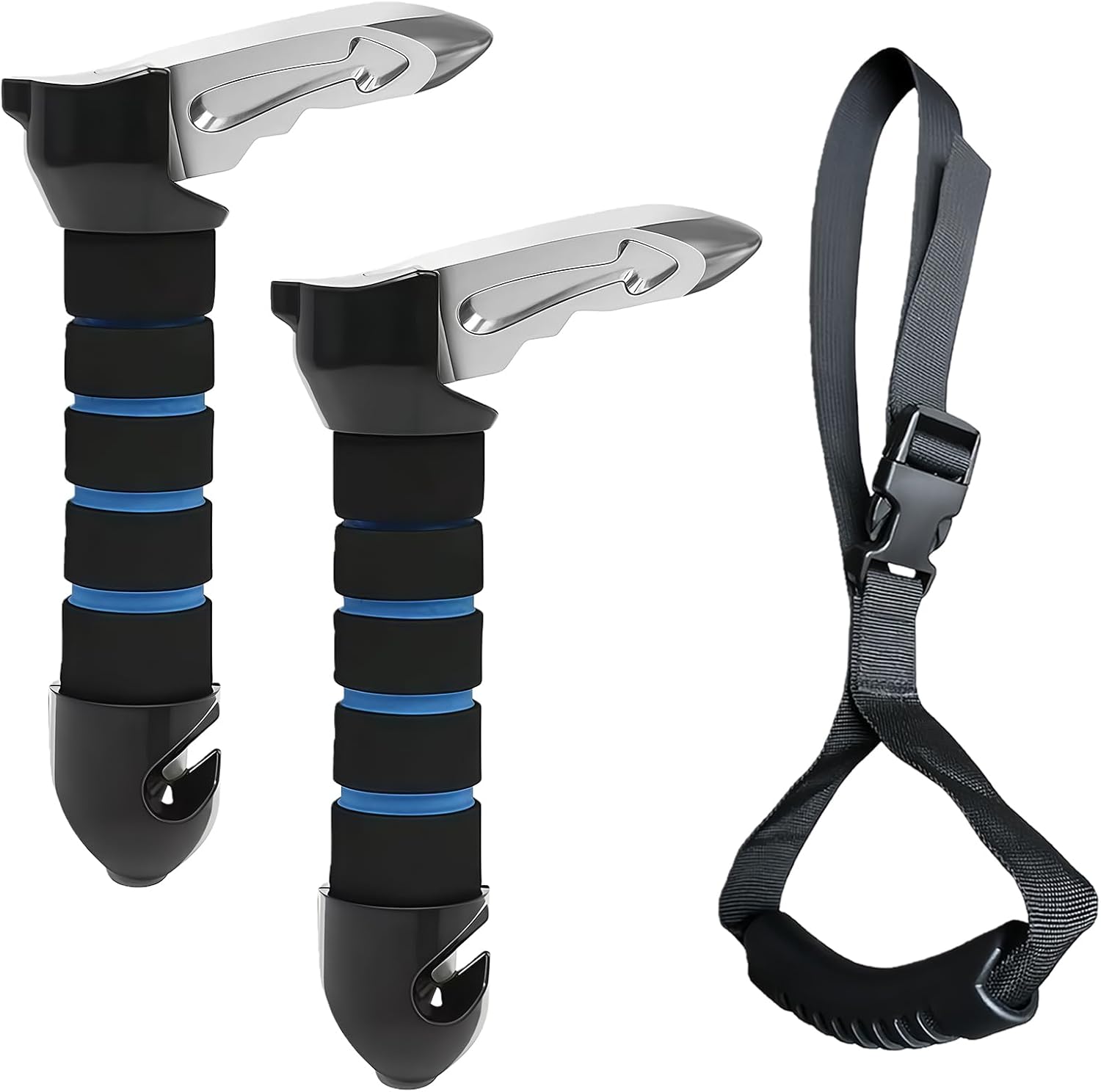 Portable Car Handle Assist Support with Grab Handle 3 in 1 Automotive Door Assist Handle Suitable for All U-Shaped Latch Cars Combined with Seatbelt Cutter and Window Breaker (Blue-2Pcs) - Image 1