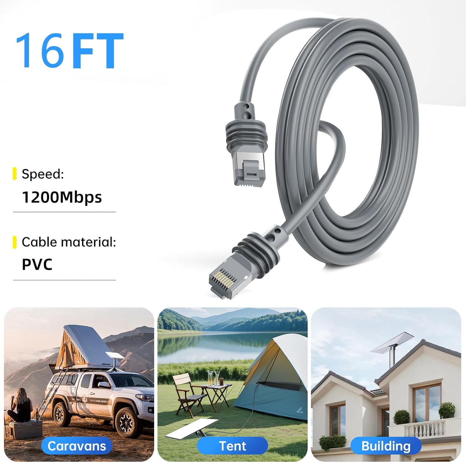 Ethernet Cable for Starlink Gen 3(16ft/5m), Extension ethernet Cable for starlink V3,Standard Actuated Waterproof Replacement Cord for Starlink - Image 5