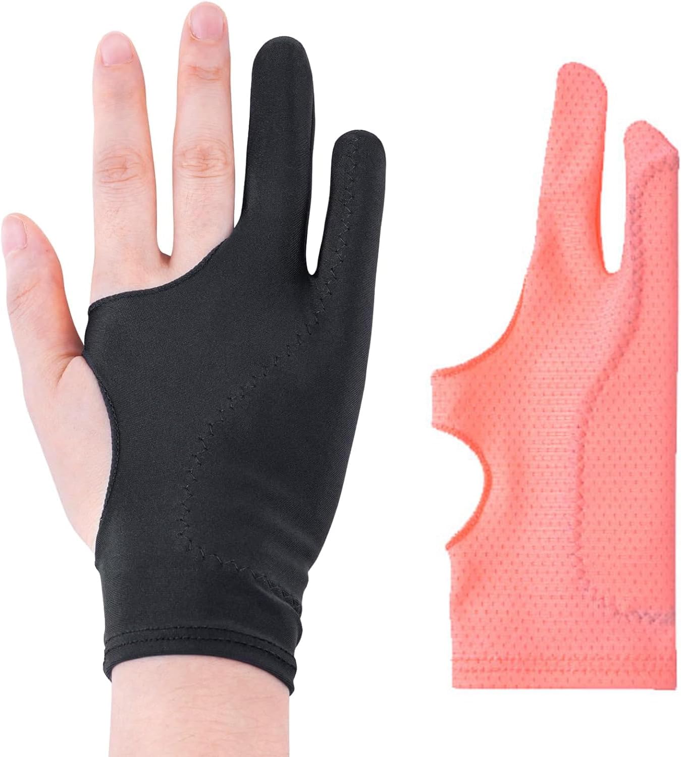 Artist Drawing Glove 3-Layer Palm Rejection [2 Pack Black and Pink] - Image 1