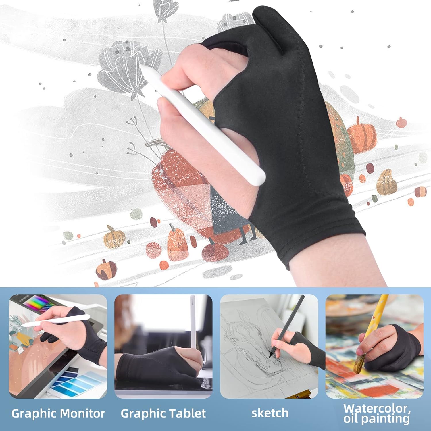 Artist Drawing Glove 3-Layer Palm Rejection [2 Pack Black and Pink] - Image 4