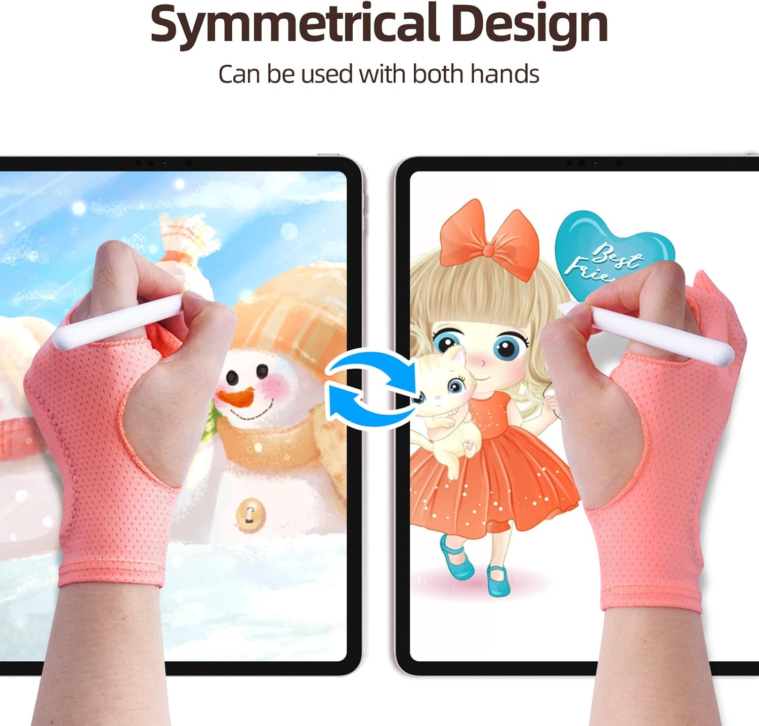 Artist Drawing Glove 3-Layer Palm Rejection [2 Pack Black and Pink] - Image 5