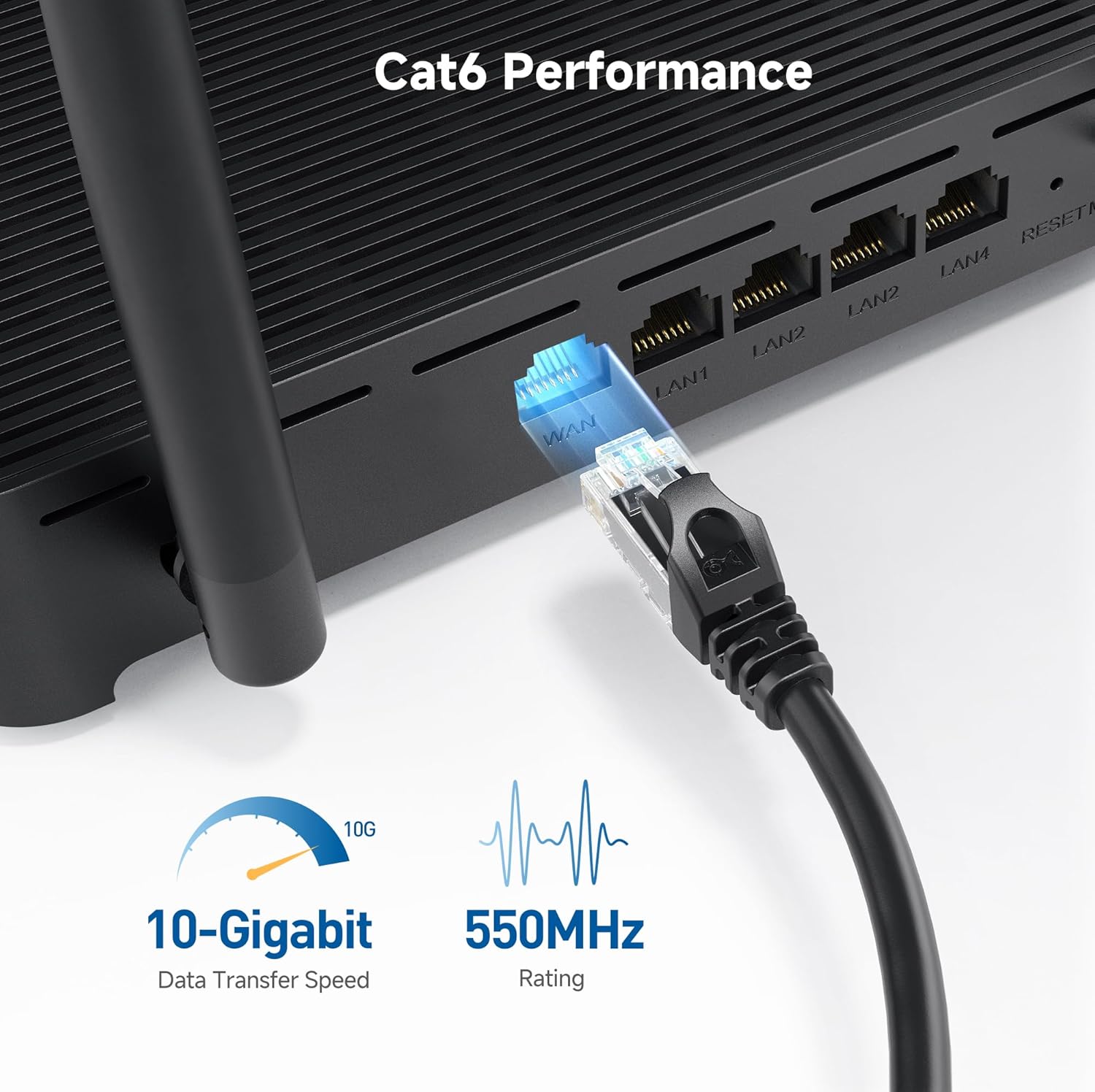 10Gbps 10-Pack Snagless Cat 6 Ethernet Cable - 10ft, Cat 6 Cable, Cat6 Cord, Ethernet Cord, Black - Image 3