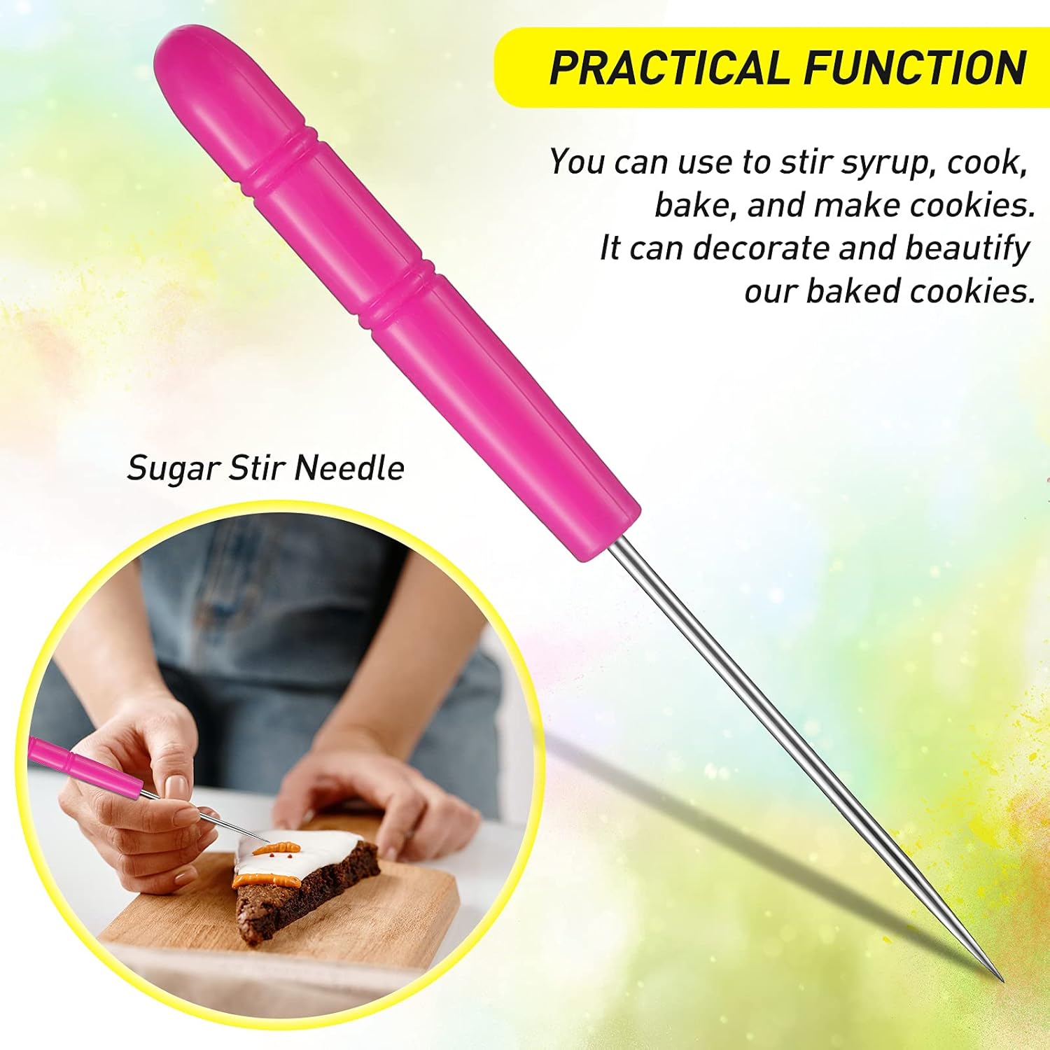 10 Pieces Plaque Frame Cookie Cutter Stainless Steel Biscuit Cutter Fondant Cake Decorating Tools and 6 Pieces Sugar Stirring Pins for Kitchen Baking - Image 4