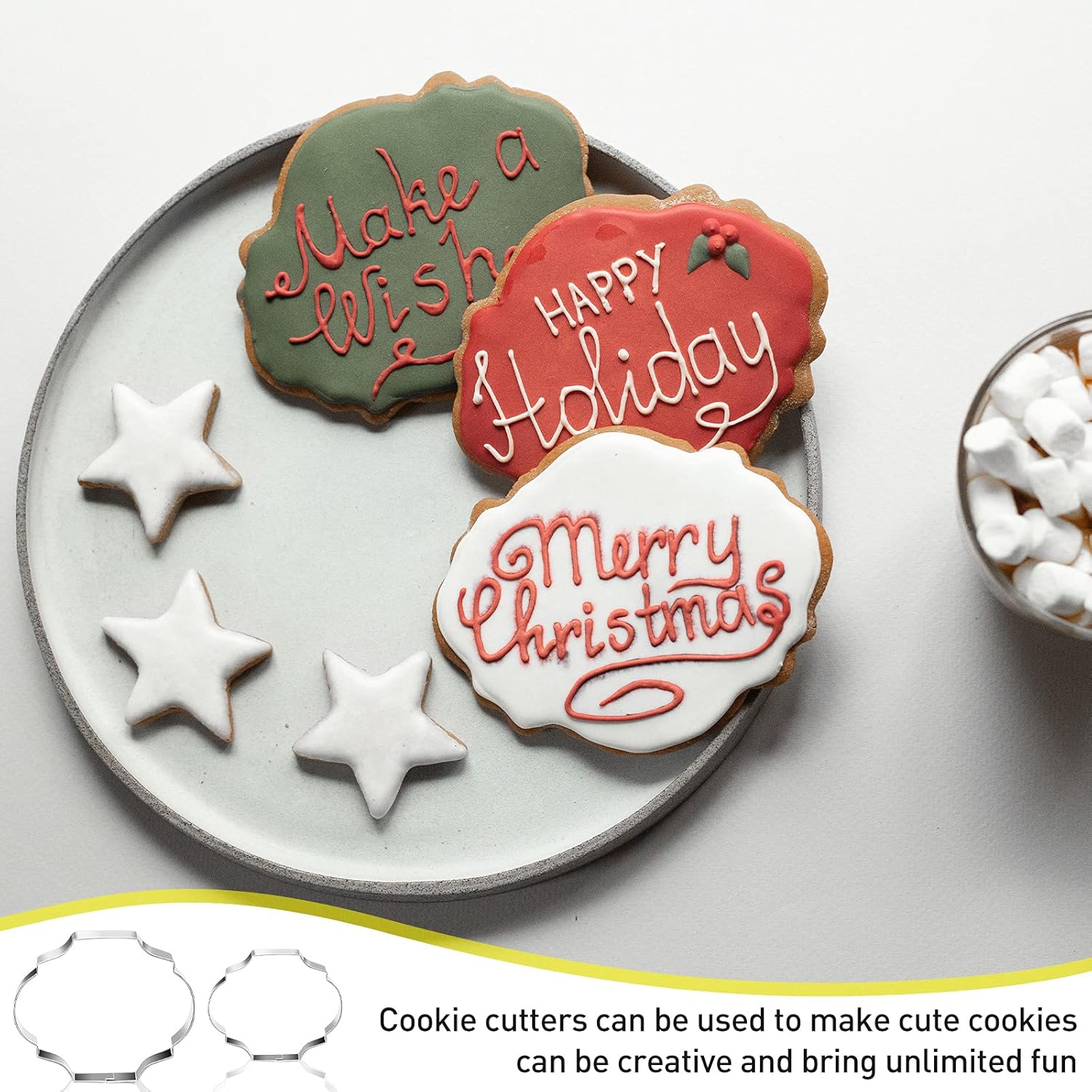 10 Pieces Plaque Frame Cookie Cutter Stainless Steel Biscuit Cutter Fondant Cake Decorating Tools and 6 Pieces Sugar Stirring Pins for Kitchen Baking - Image 5
