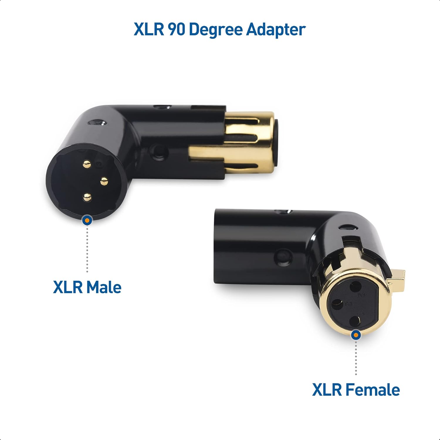 2-Pack Adjustable Male to Female Right Angle XLR Adapter in Black (XLR 90 Degree) & 120 Ohm 3-PinXLR Terminator/DMX Terminator - Optimal Signal Integrity for Lighting and Audio System - Image 2