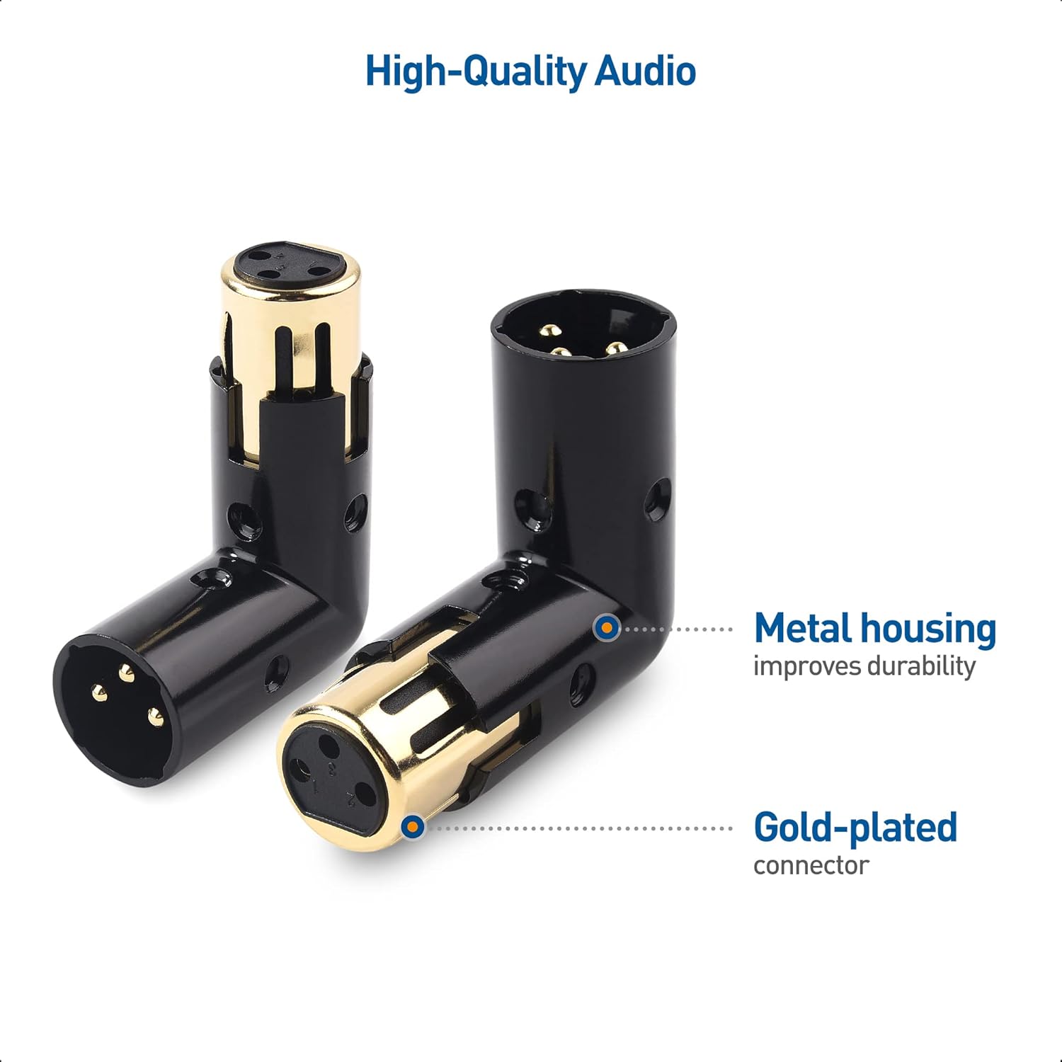 2-Pack Adjustable Male to Female Right Angle XLR Adapter in Black (XLR 90 Degree) & 120 Ohm 3-PinXLR Terminator/DMX Terminator - Optimal Signal Integrity for Lighting and Audio System - Image 5