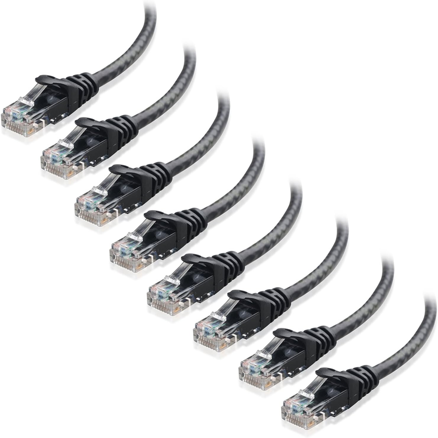 8-Pack Snagless Cat 5e Ethernet Cable - 5ft, Gigabit Cat5e Cable, Cat5e Ethernet Cord, Black - Image 1