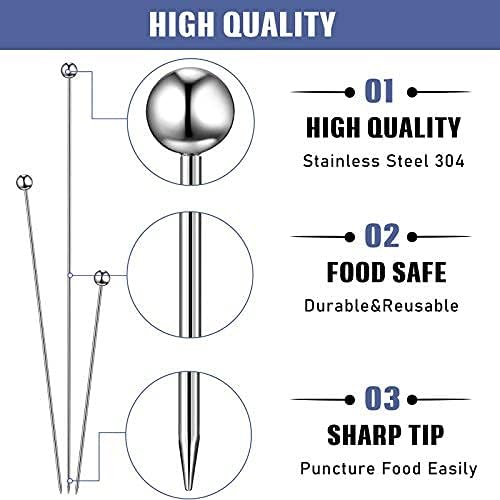 36 Pieces Cocktail Picks Stainless Steel Martini Picks 4, 6, 8, Inch Stainless Steel Appetizer Drink Sticks Cocktail Toothpicks for Hamburger Birthday Party Home Bar - Image 3