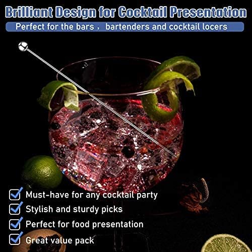 36 Pieces Cocktail Picks Stainless Steel Martini Picks 4, 6, 8, Inch Stainless Steel Appetizer Drink Sticks Cocktail Toothpicks for Hamburger Birthday Party Home Bar - Image 4