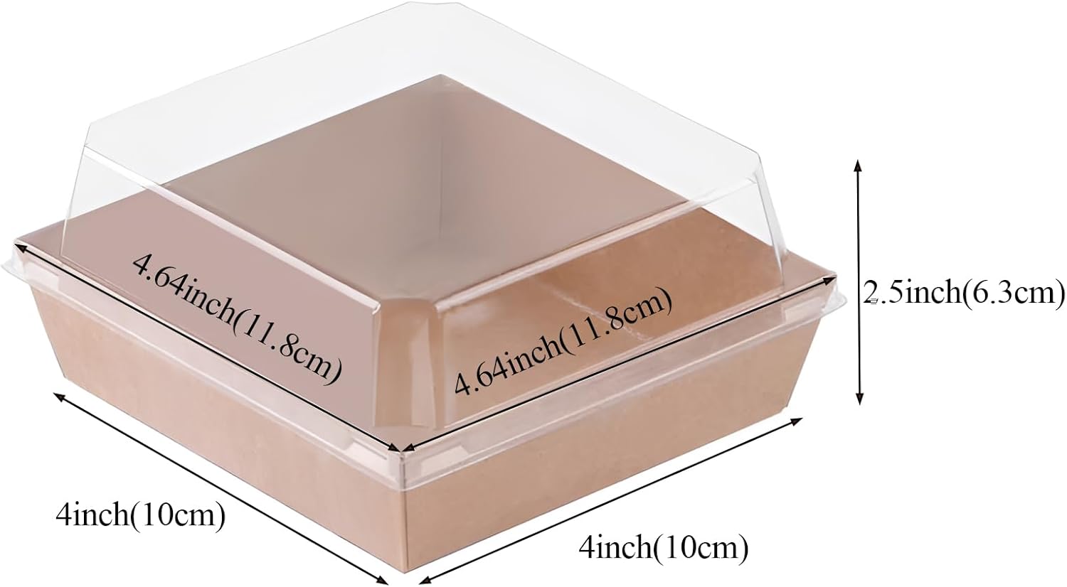 100Pack 4x4x2.5 Inches Charcuterie Boxes with Clear Lids - Bakery, Chocolate Covered Strawberries, Cupcake, Pie, Treat, Macaron Boxes for Christmas, Valentine's - Image 2