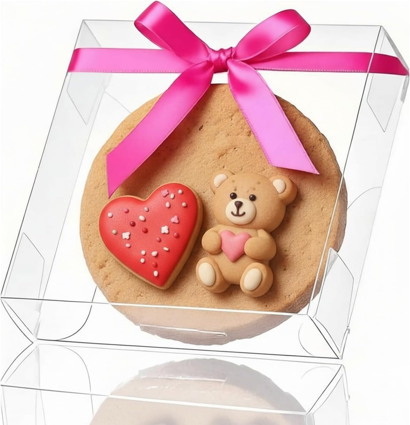 100Pcs Plastic Clear Single Treat Boxes with Full Window - 4x4x1.2inch, Dessert Box for Macarons, Donuts, Parties & Holidays - Image 1