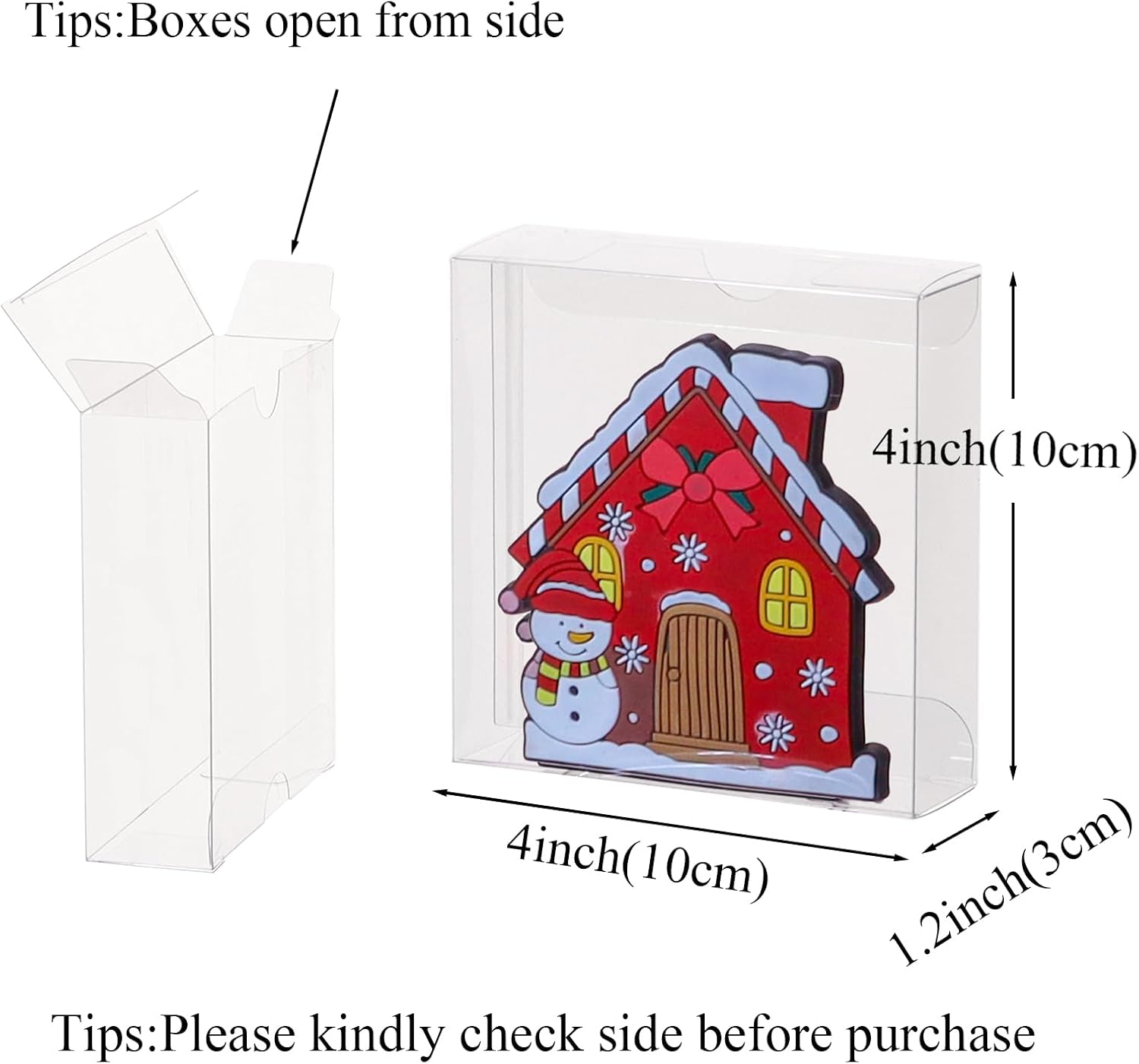 100Pcs Plastic Clear Single Treat Boxes with Full Window - 4x4x1.2inch, Dessert Box for Macarons, Donuts, Parties & Holidays - Image 3