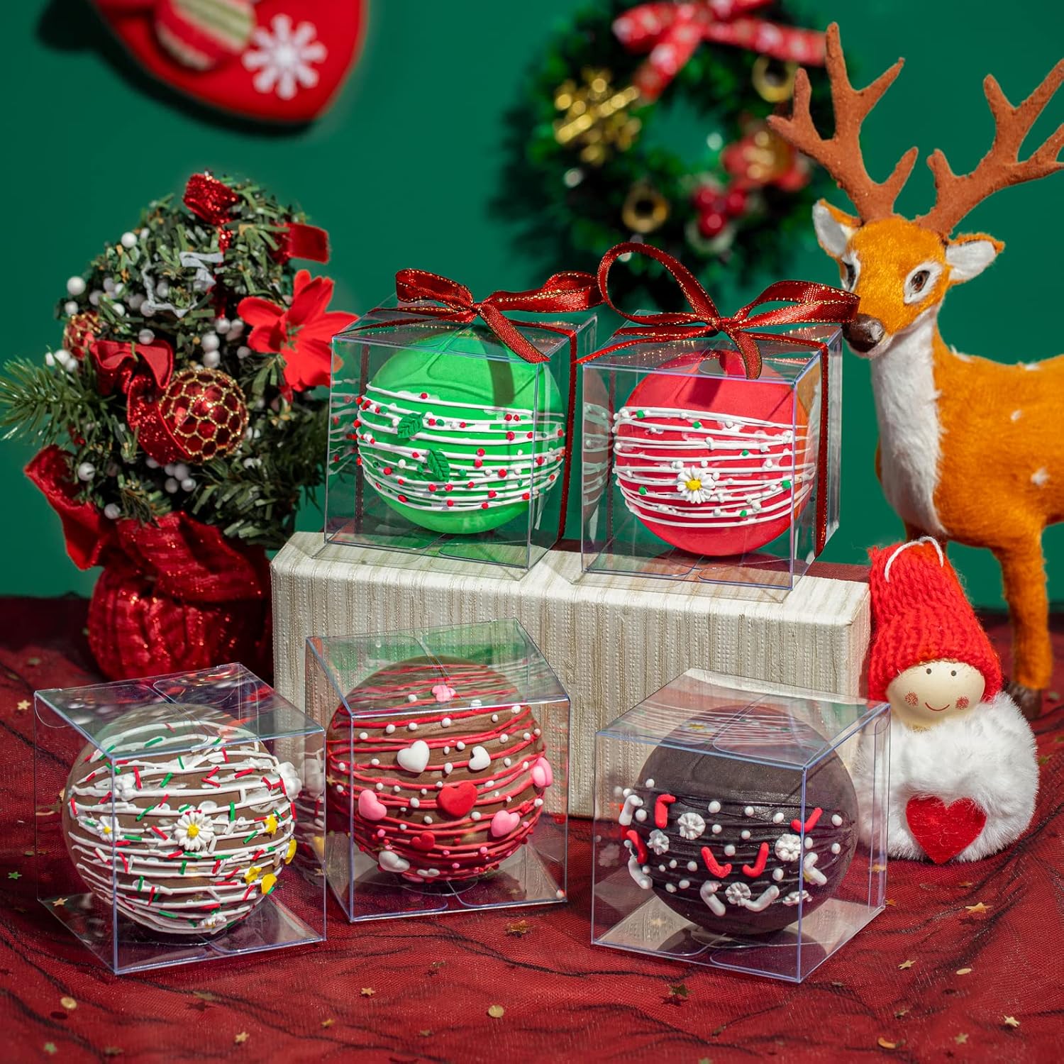 100Pack 3x3x3 Inch Clear Boxes for Hot Chocolate Bomb, Small Gifts, Bakery, Strawberries, Cupcake, Charcuterie, Christmas Party Favors - Image 2